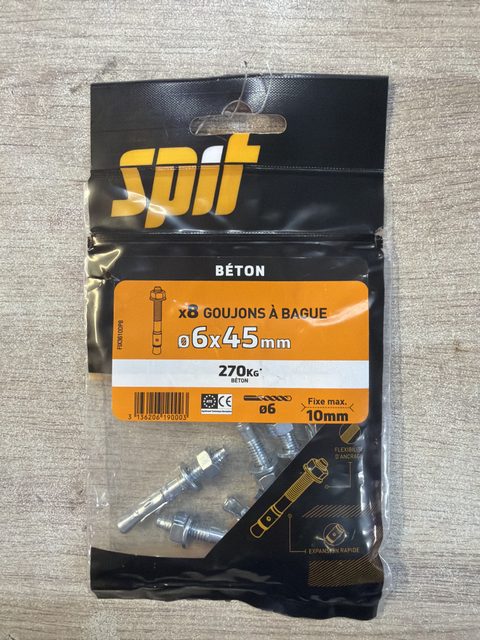Spit goujons à bague Ø6 x 45 mm pour béton