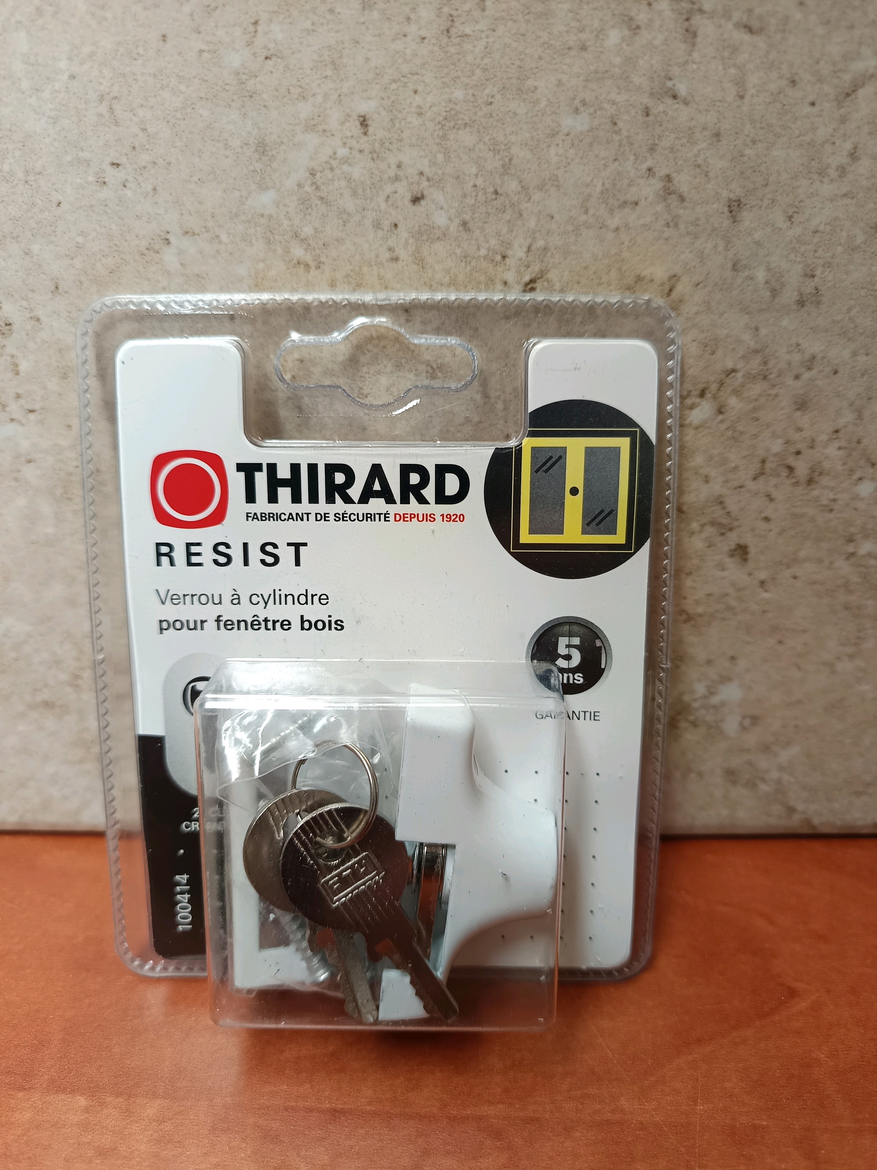 Thirard Resist verrou à cylindre pour fenêtre bois - blanc