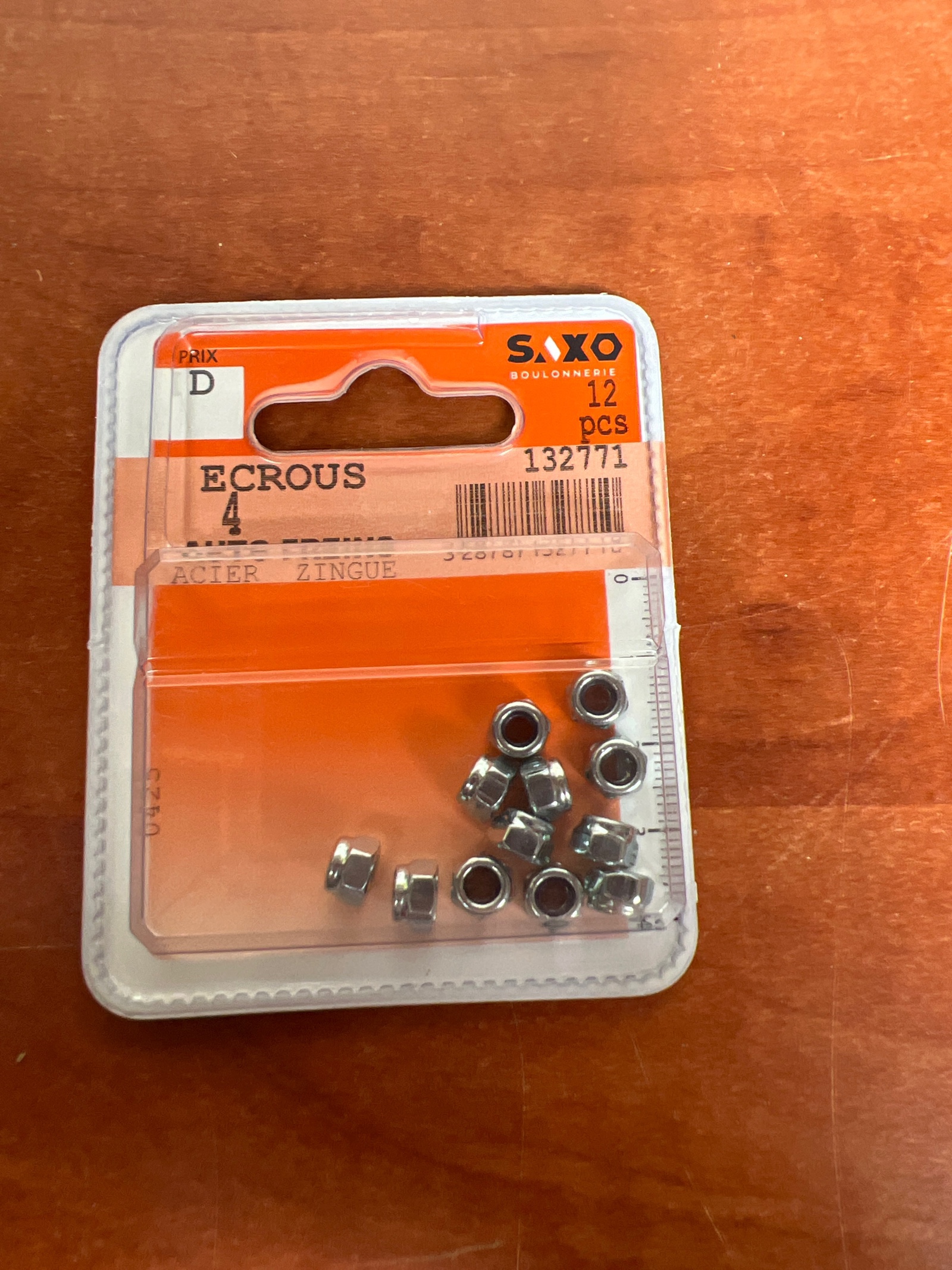 SAXO Écrous 4 acier zingué – 12 pcs (132771)