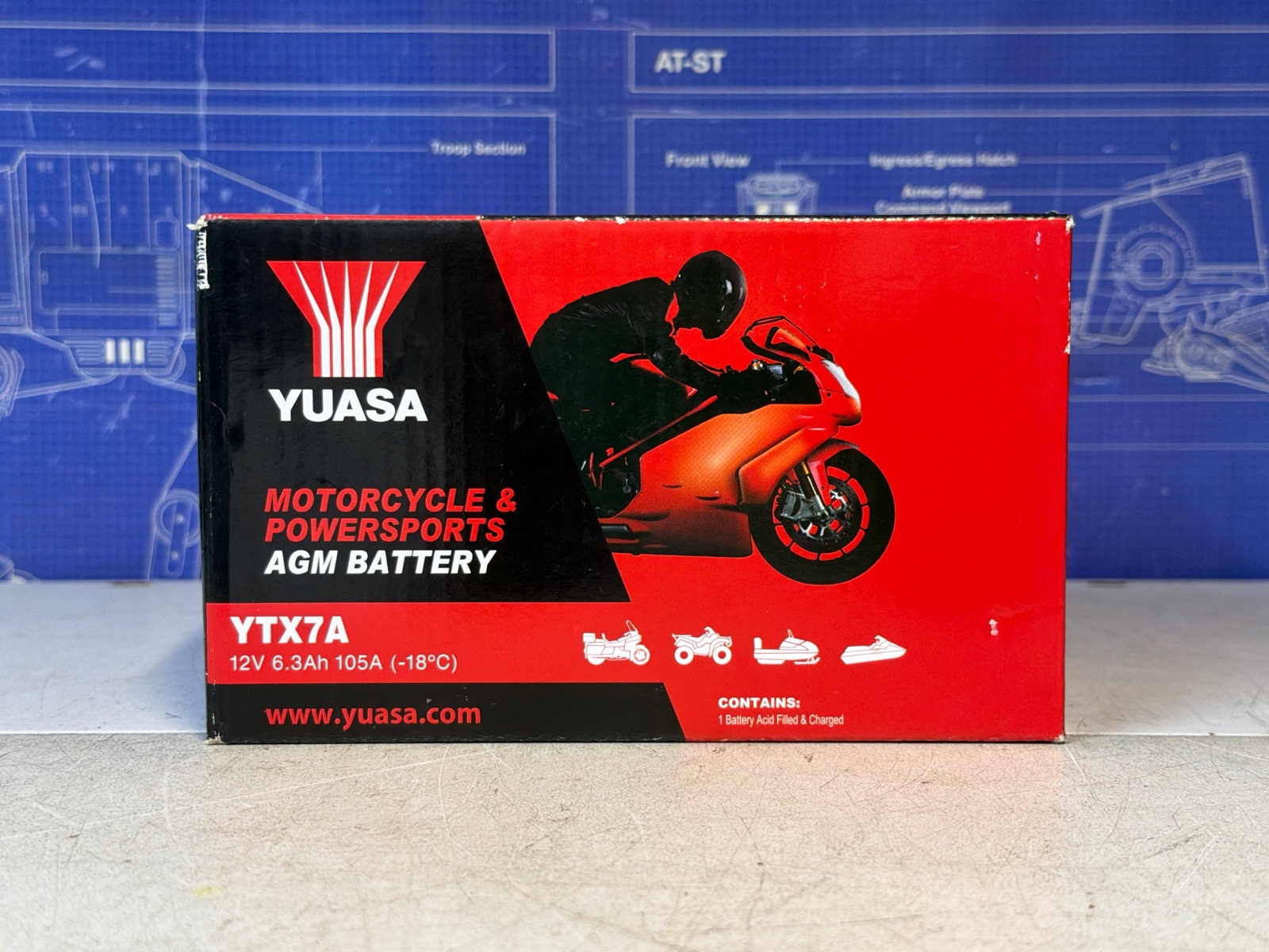 Batterie AGM moto/powersports Yuasa YTX7A 12V 6.3Ah 105A