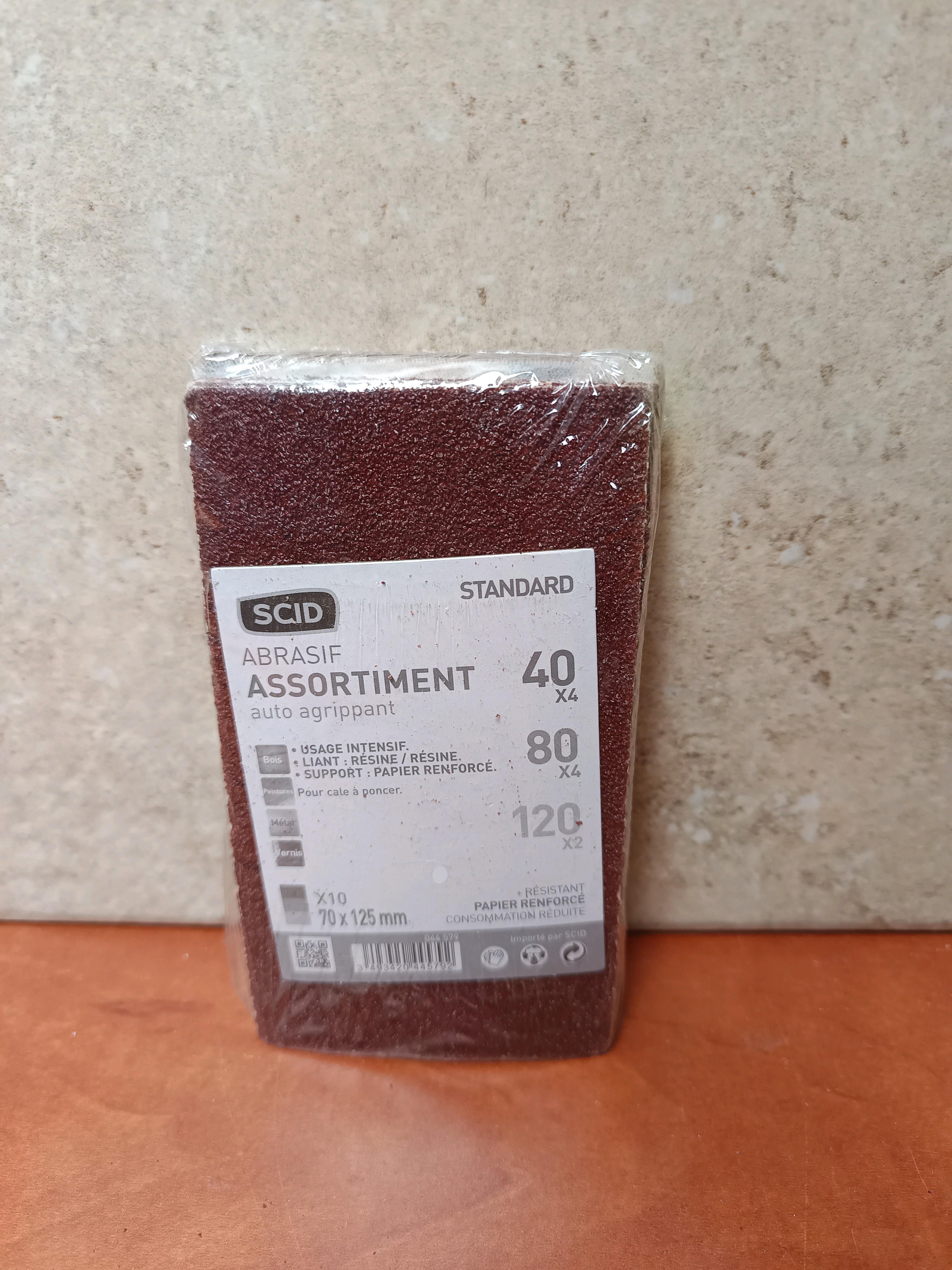 SCID abrasif assortiment auto-agrippant 70 x 125 mm, grains 40/80/120 (x10)