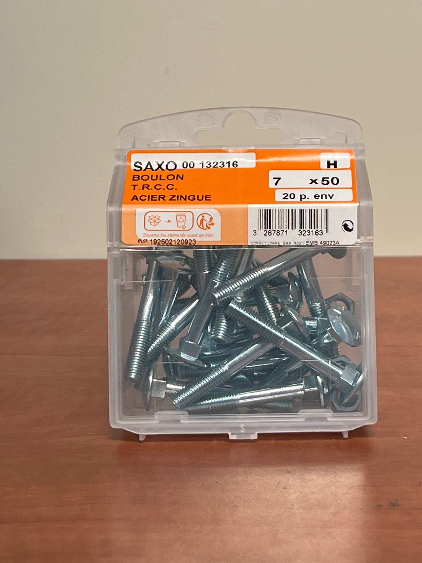 SAXO Boulon T.R.C.C. acier zingué 7 x 50