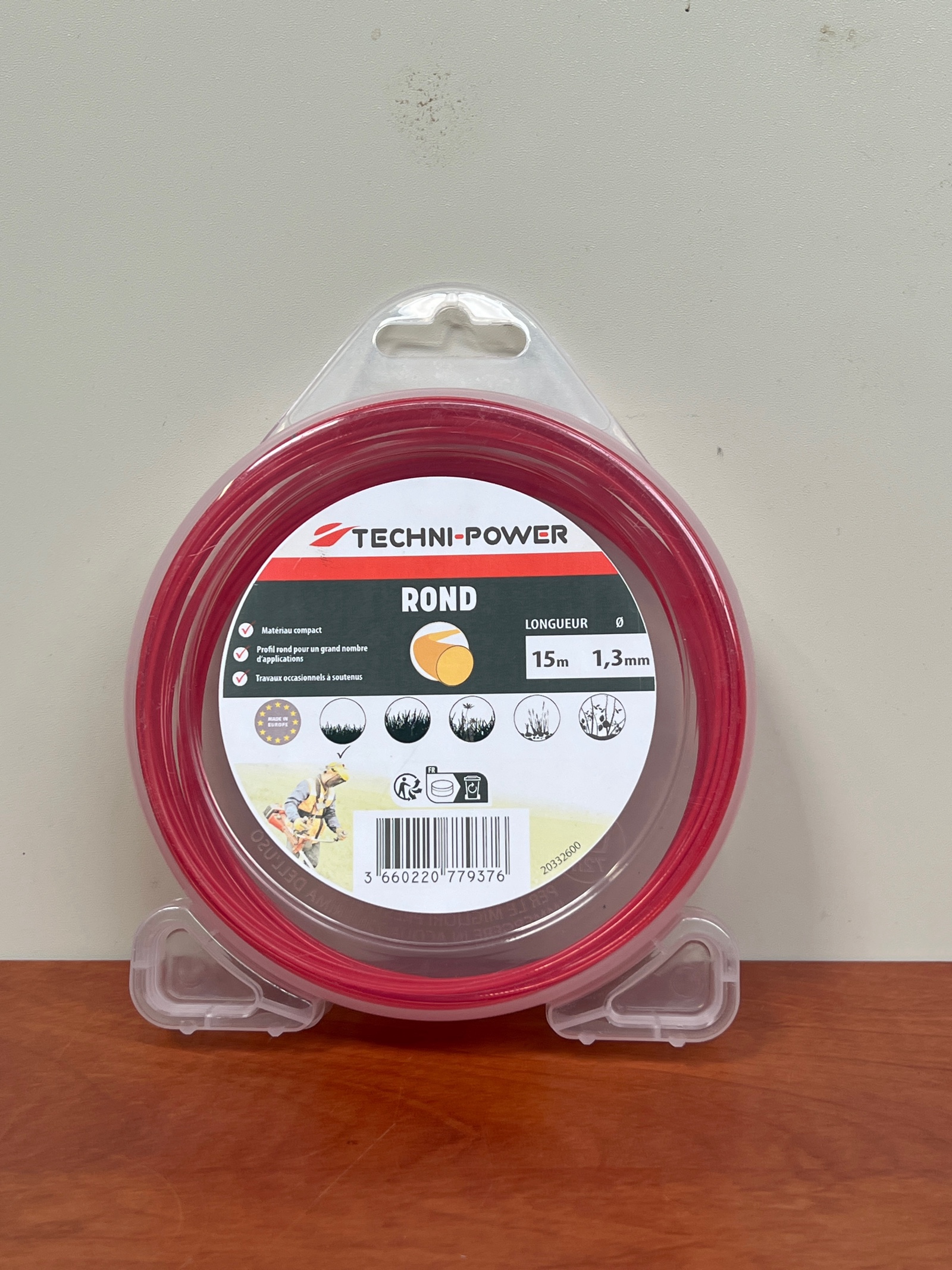 TECHNI-POWER fil nylon rond 1,3 mm x 15 m