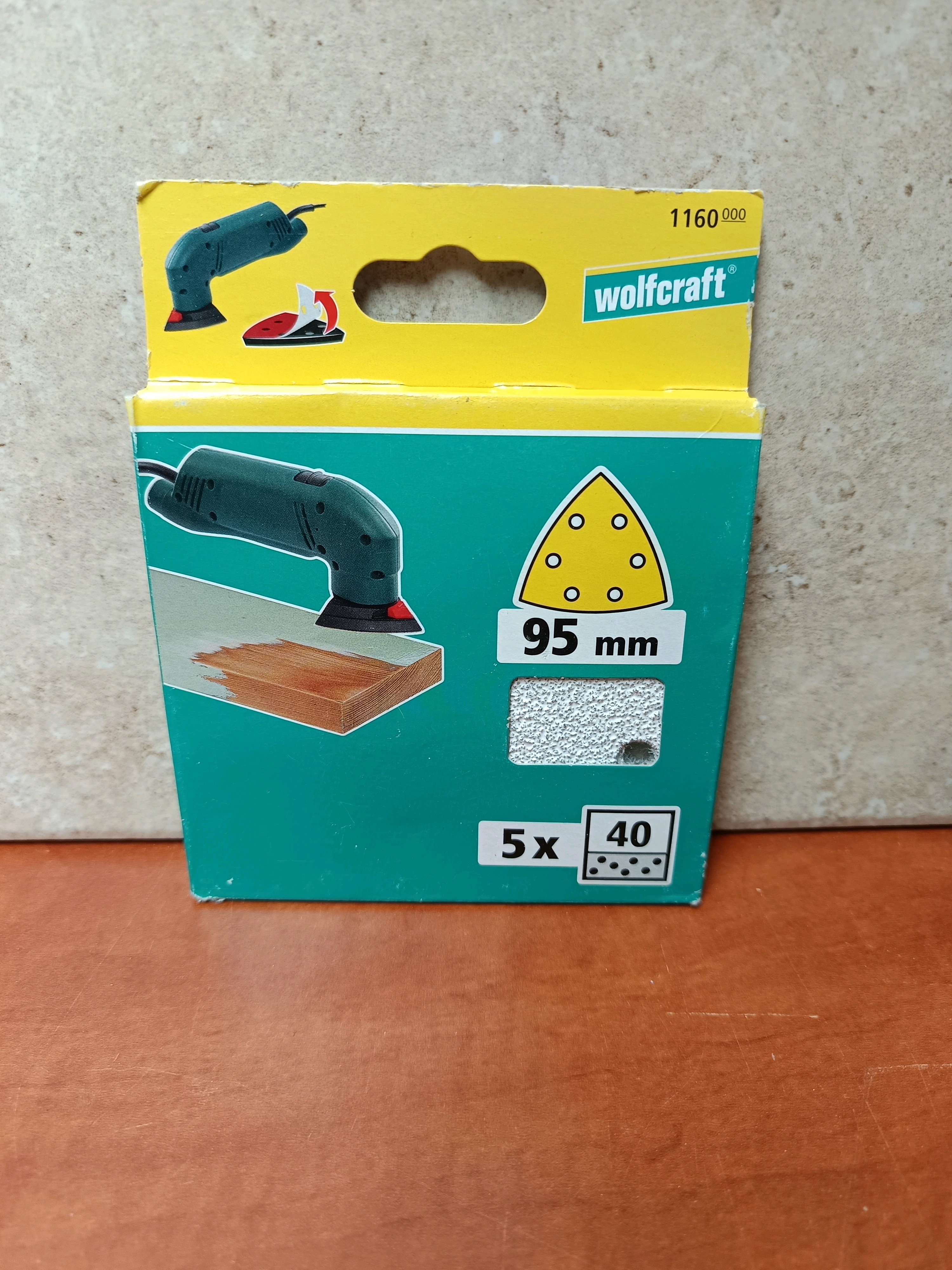 Wolfcraft feuilles abrasives triangulaires 95 mm grain 40 (x5)