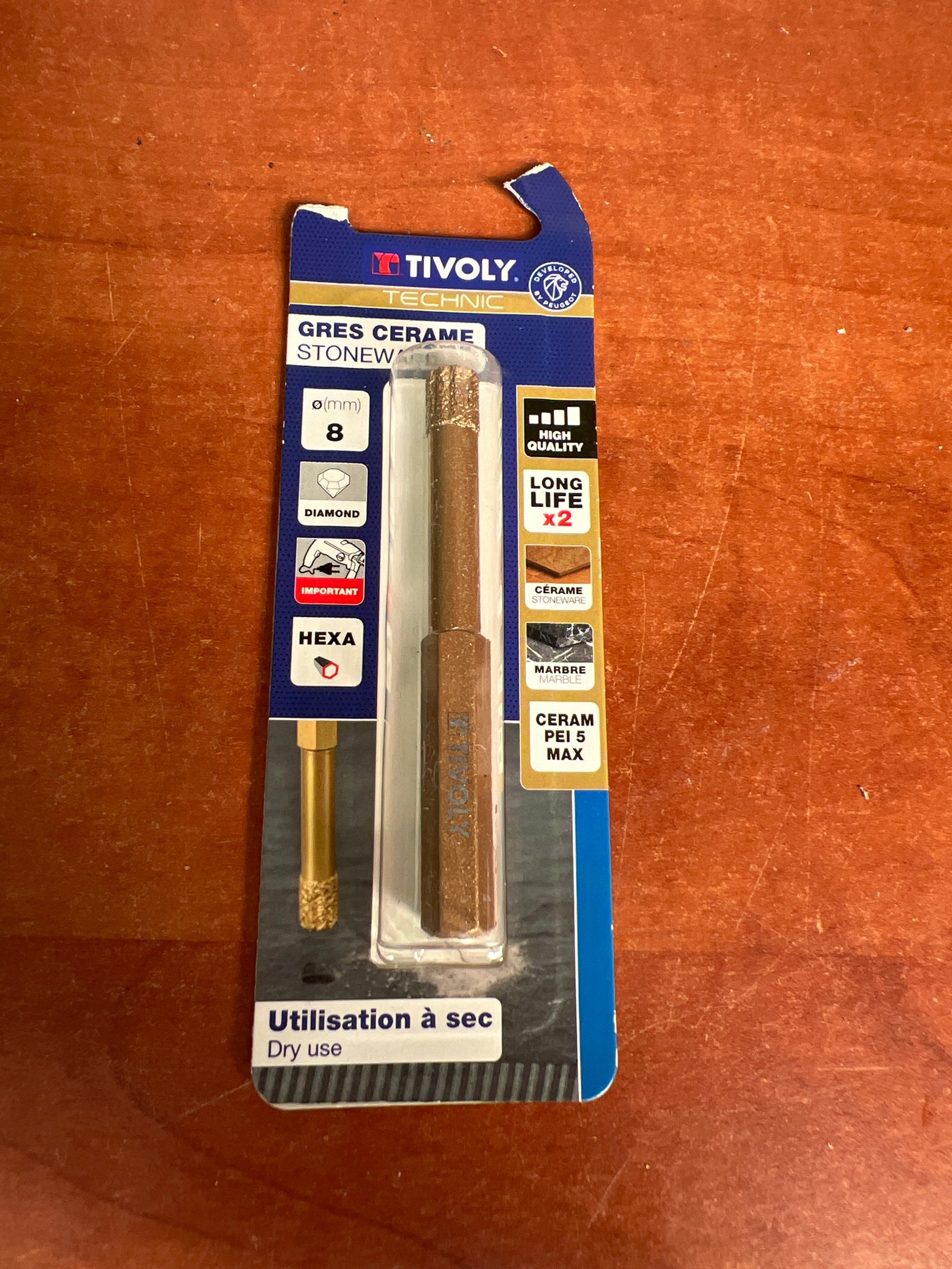 Tivoly Technic Grès cérame Stoneware 8 mm – foret diamant (utilisation à sec)