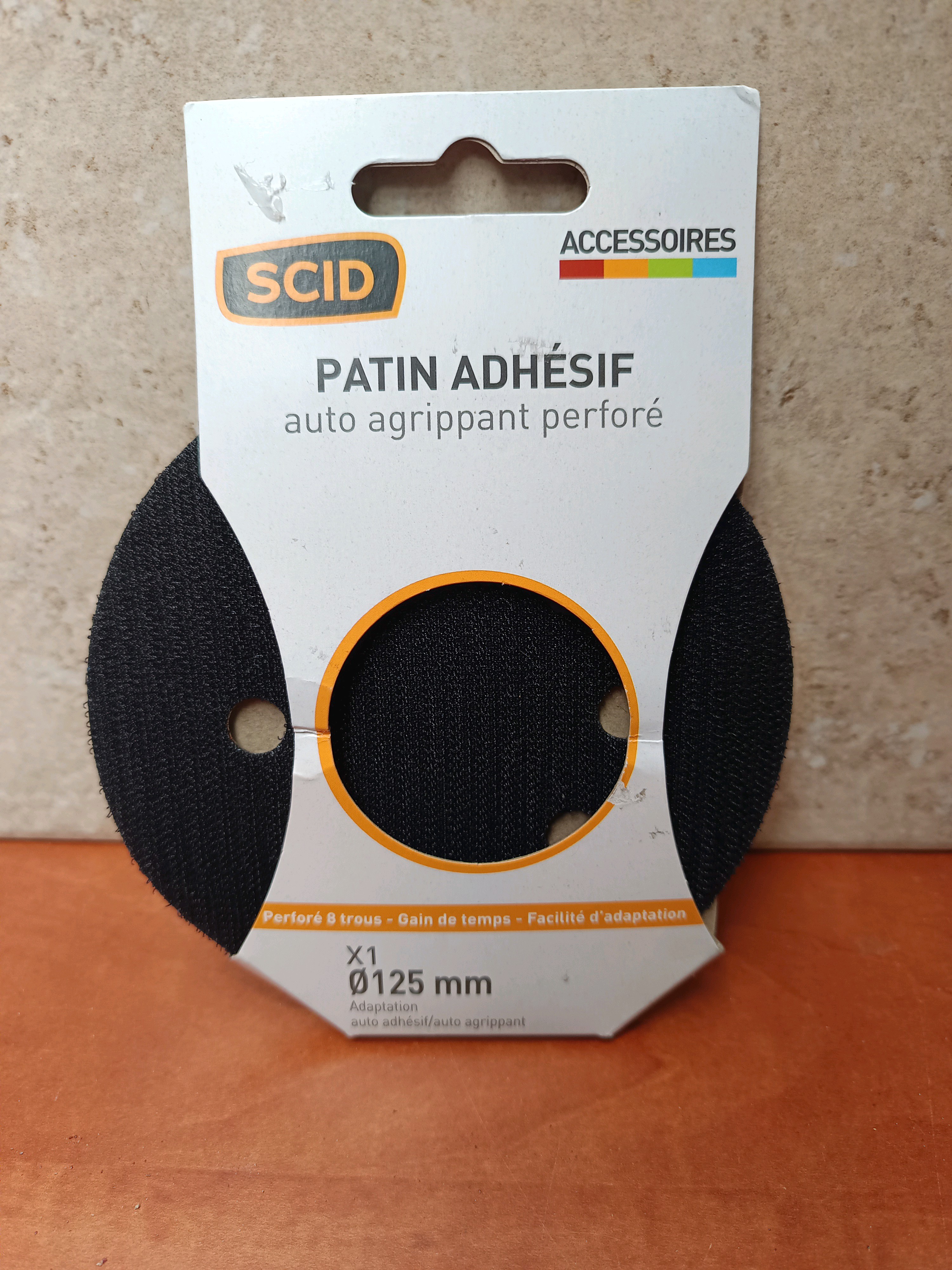SCID Patin adhésif auto agrippant perforé Ø125 mm (8 trous)