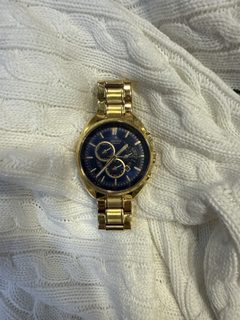 Montre Festina F20267/2 chronographe cadran bleu bracelet métal doré