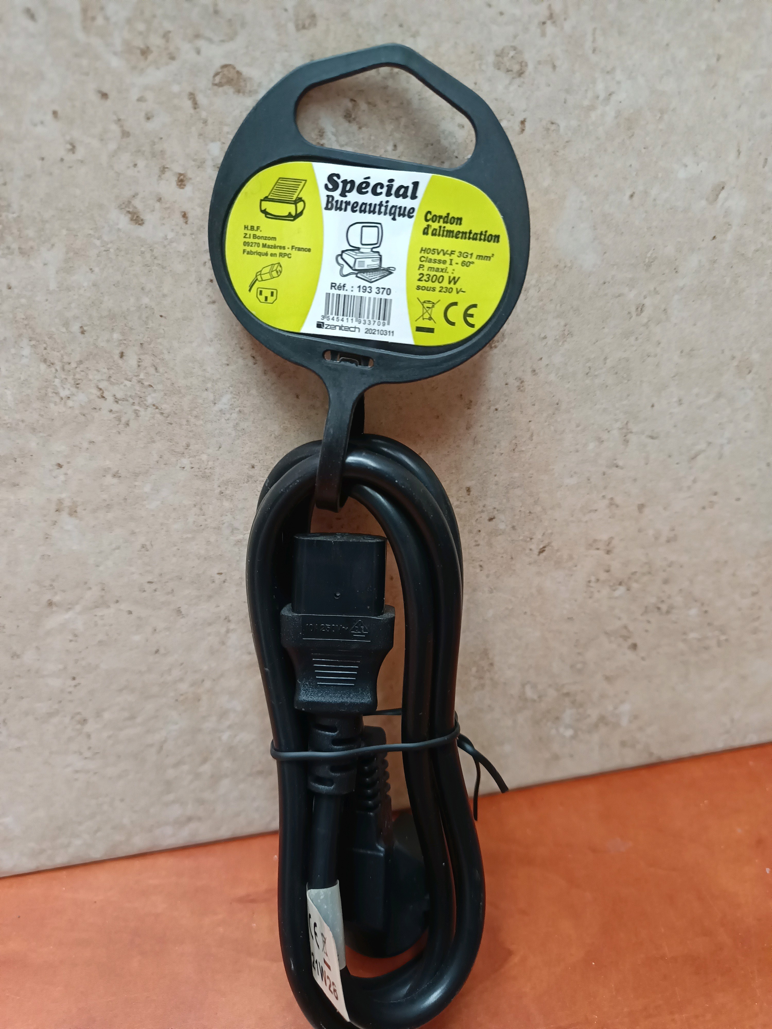 Spécial Bureautique - Cordon d’alimentation secteur IEC C13 pour PC/écran