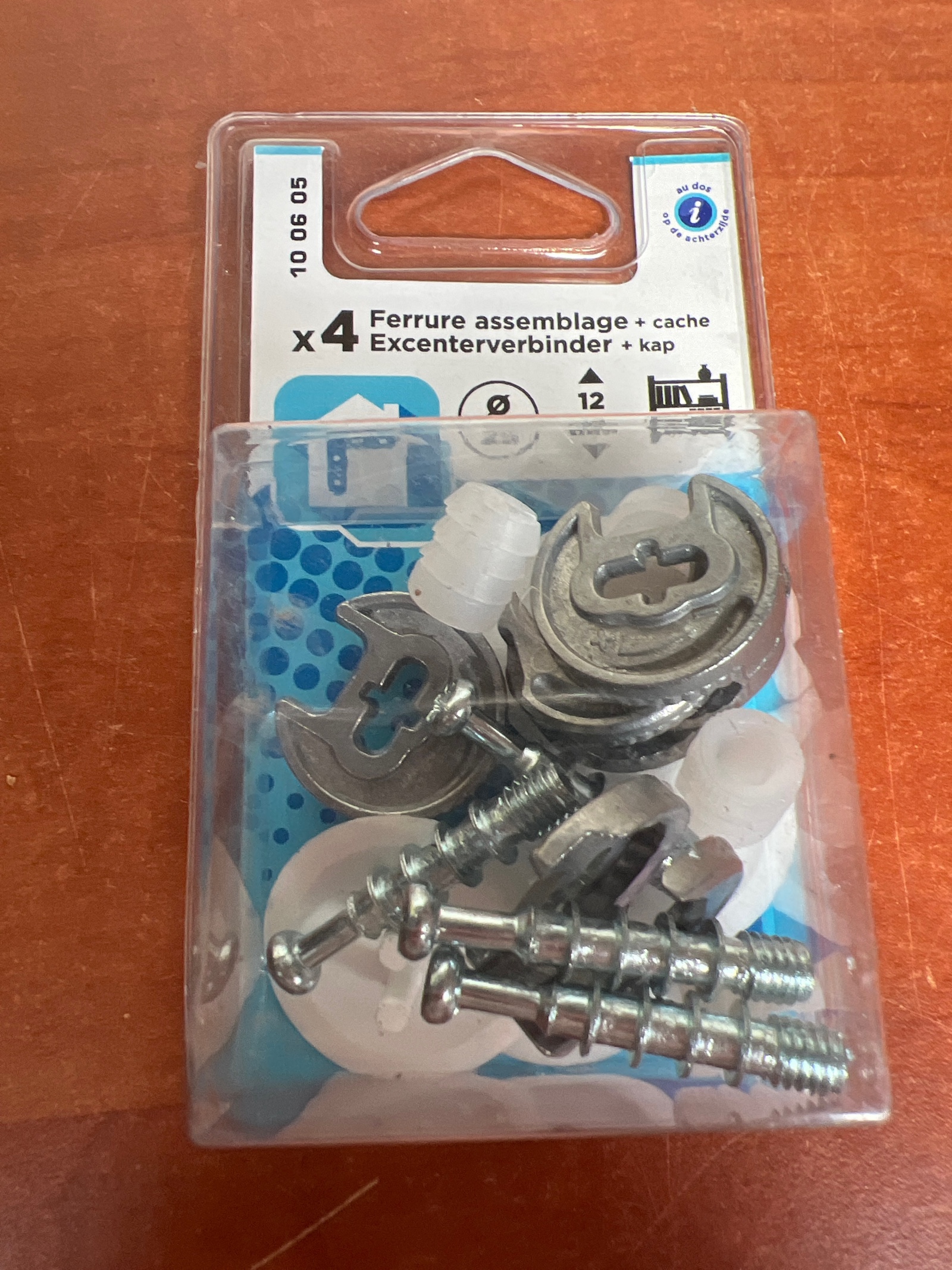 Vynex 4 assemblages excentriques Ø25 mm pour panneaux bois