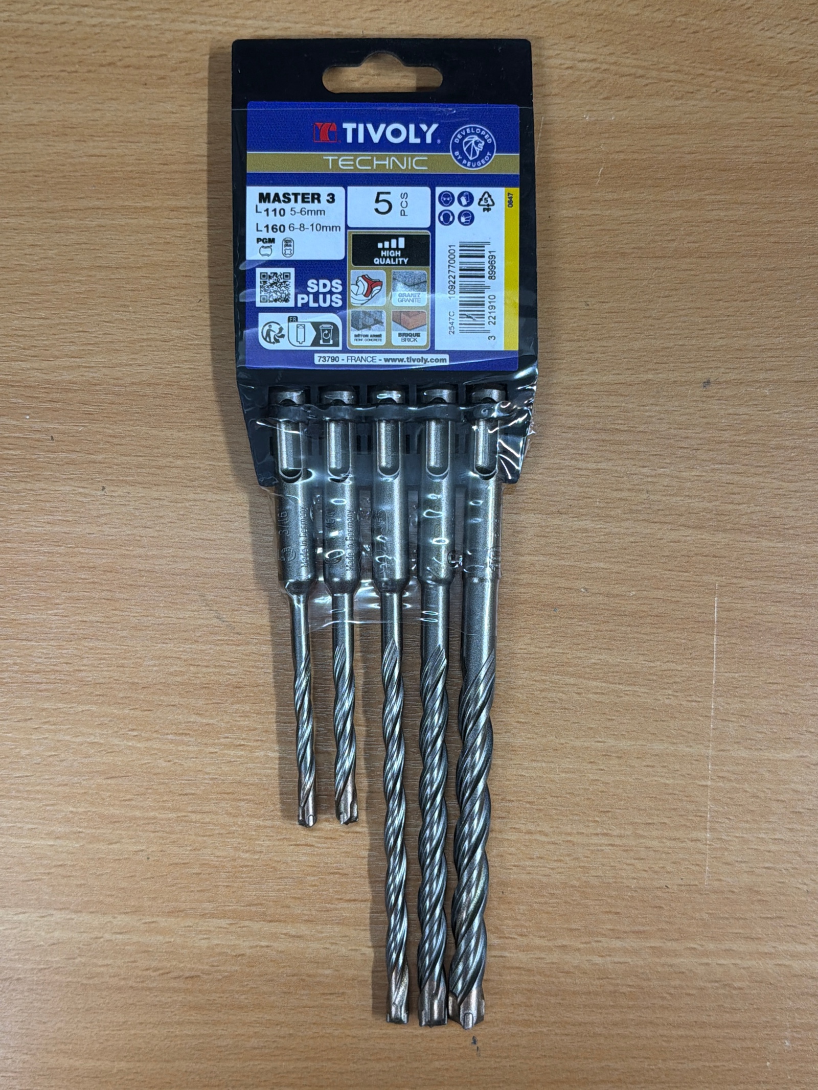 Tivoly Technic Master 3 SDS Plus – Set de 5 forets béton 5–10 mm (L160)