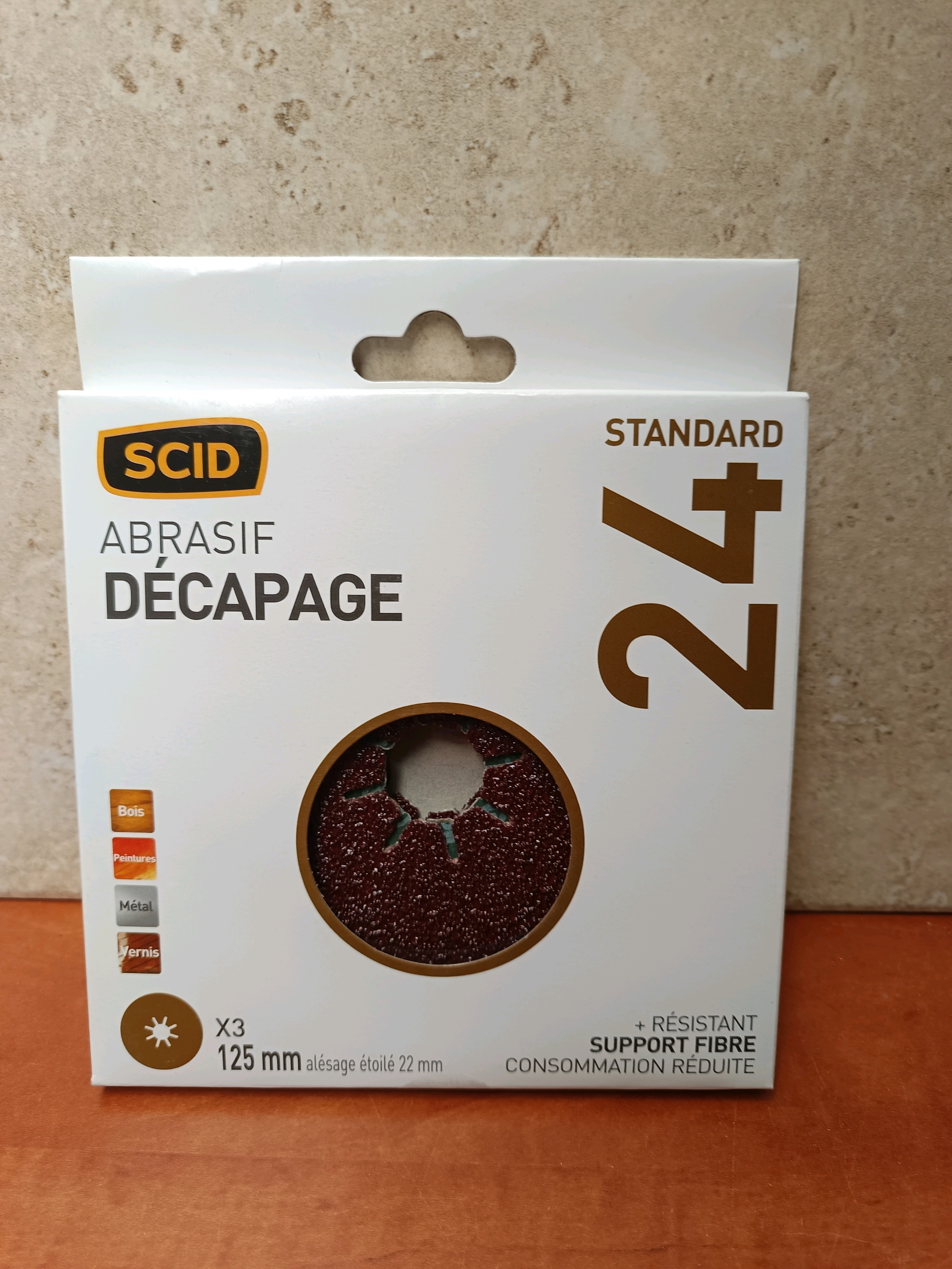 Disque abrasif SCID Décapage Standard 24, 125 mm (alésage étoilé 22 mm)