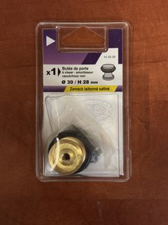 Butée de porte Ø30 mm M4 28 mm, zamak laiton satiné