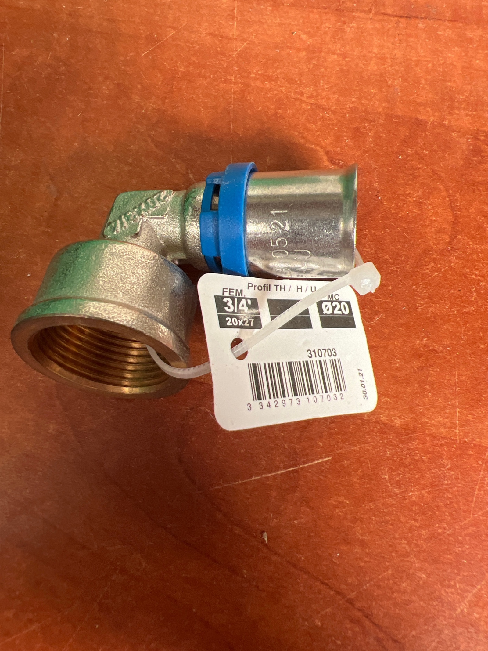 Raccord coudé femelle 3/4 (20x27) à sertir profil TH/H/U - 90°