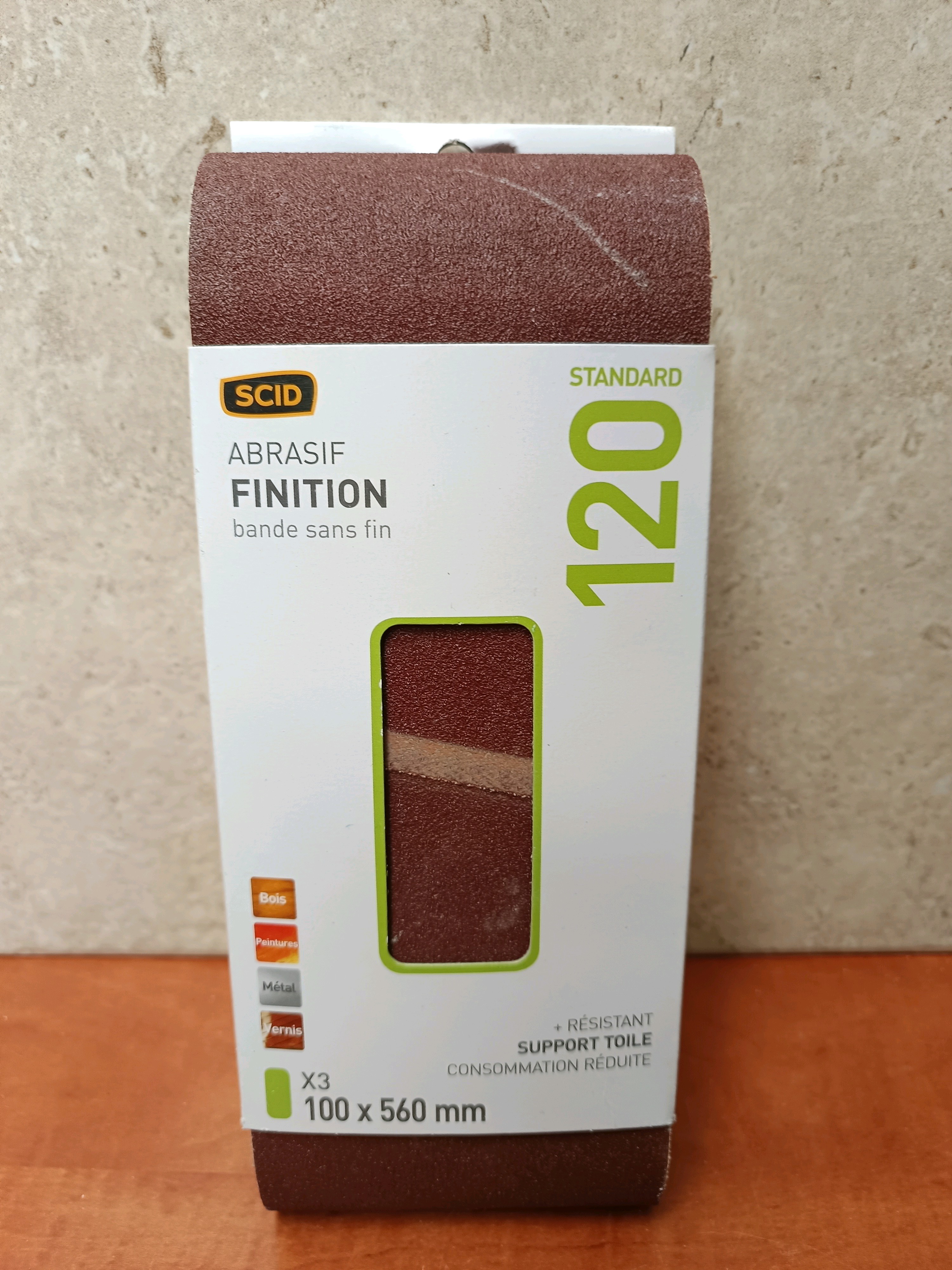 SCID bande abrasive sans fin grain 120, 100 x 560 mm