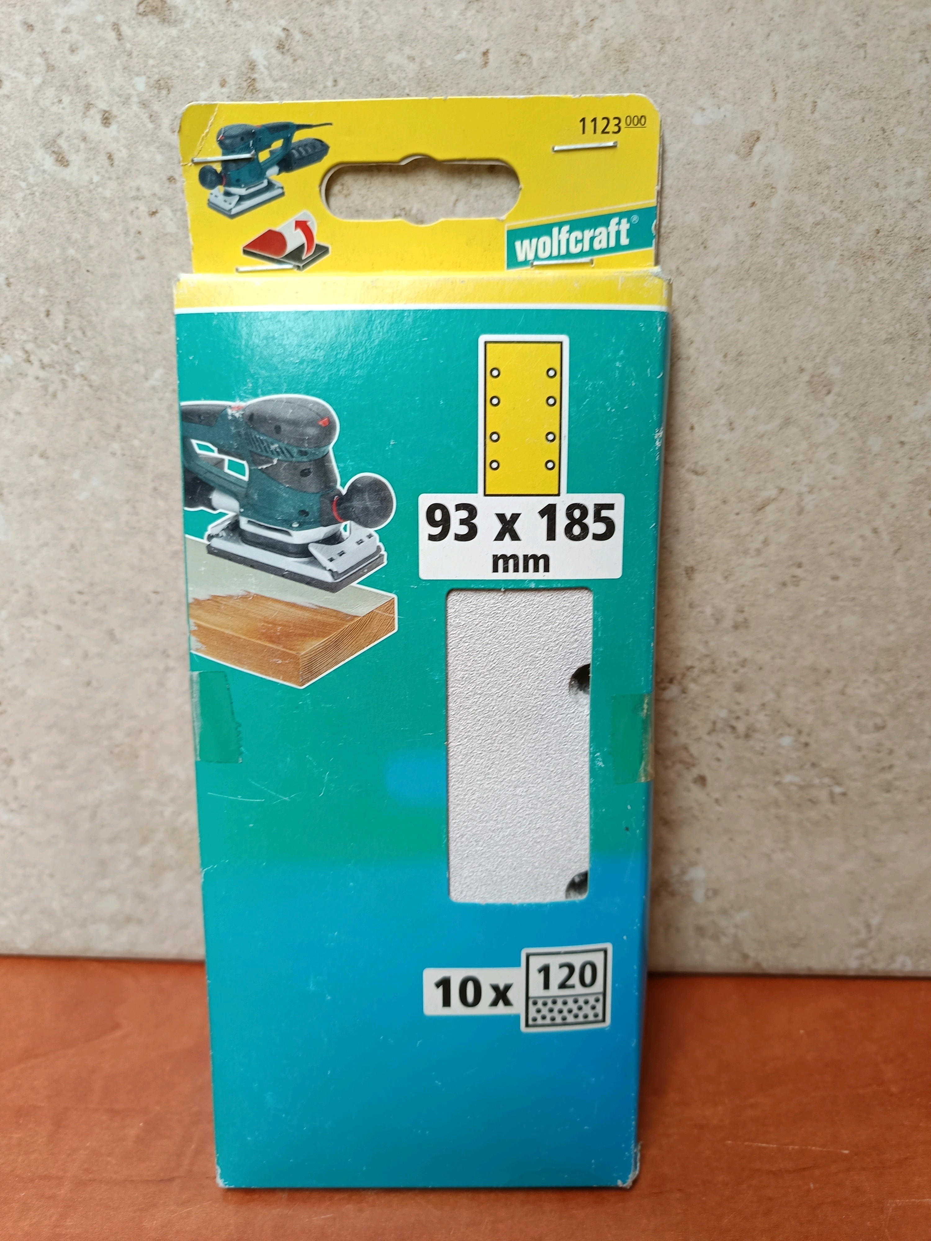 Feuilles abrasives Wolfcraft 1123000, 93 x 185 mm, grain 120 (x10)