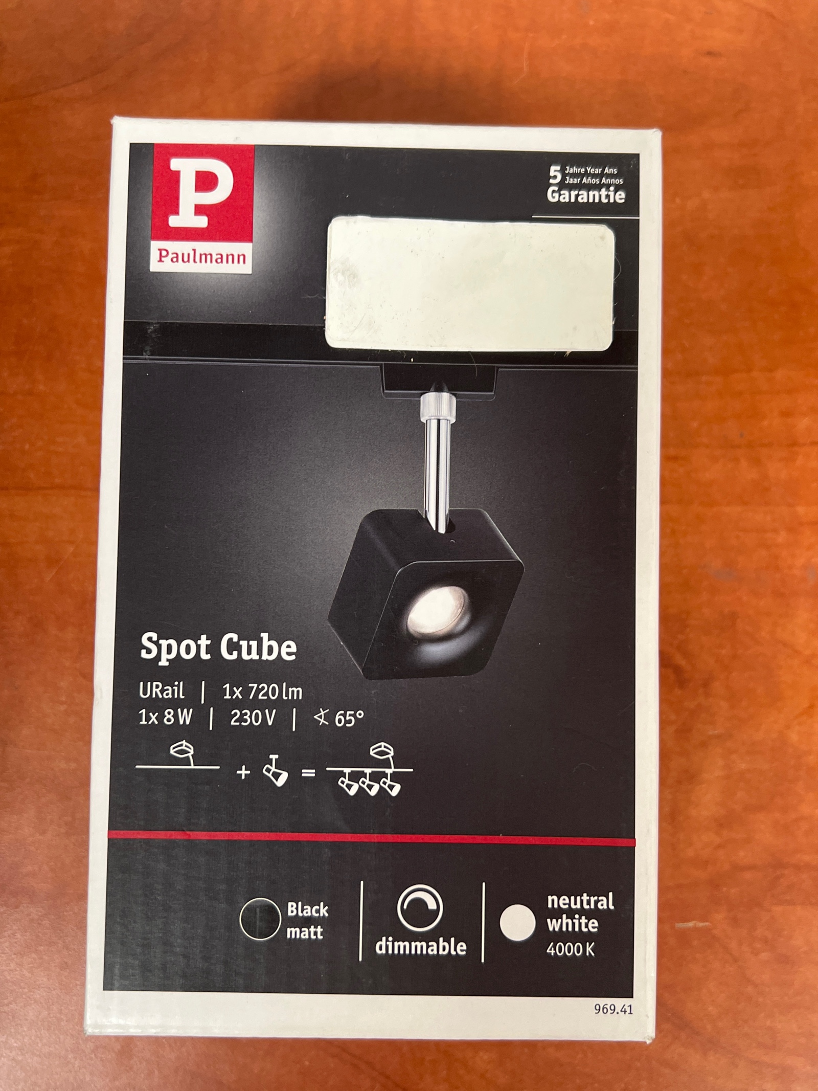 Paulmann URail Spot Cube LED 8W noir mat 4000K dimmable