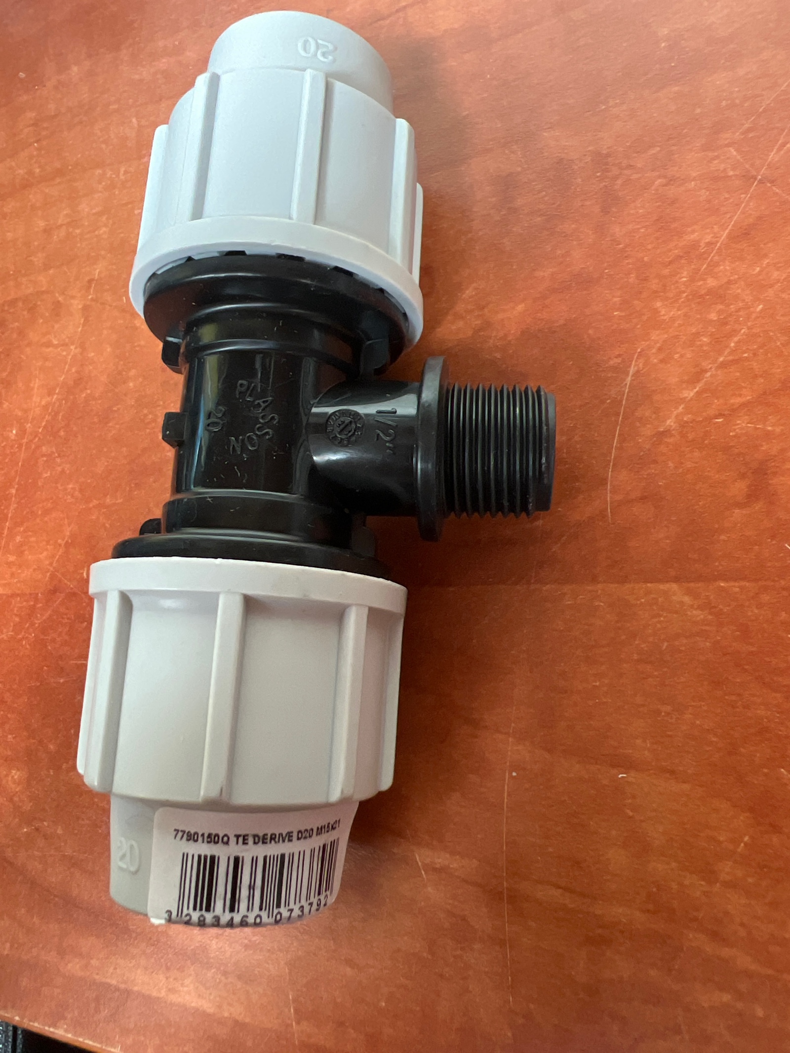 Plasson raccord té compression PE 20 mm avec sortie mâle filetée