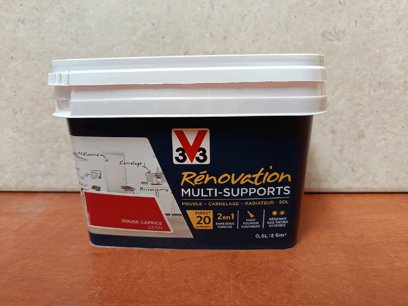 V33 Rénovation Multi-Supports 0,5 L - Rouge Caprice Satin