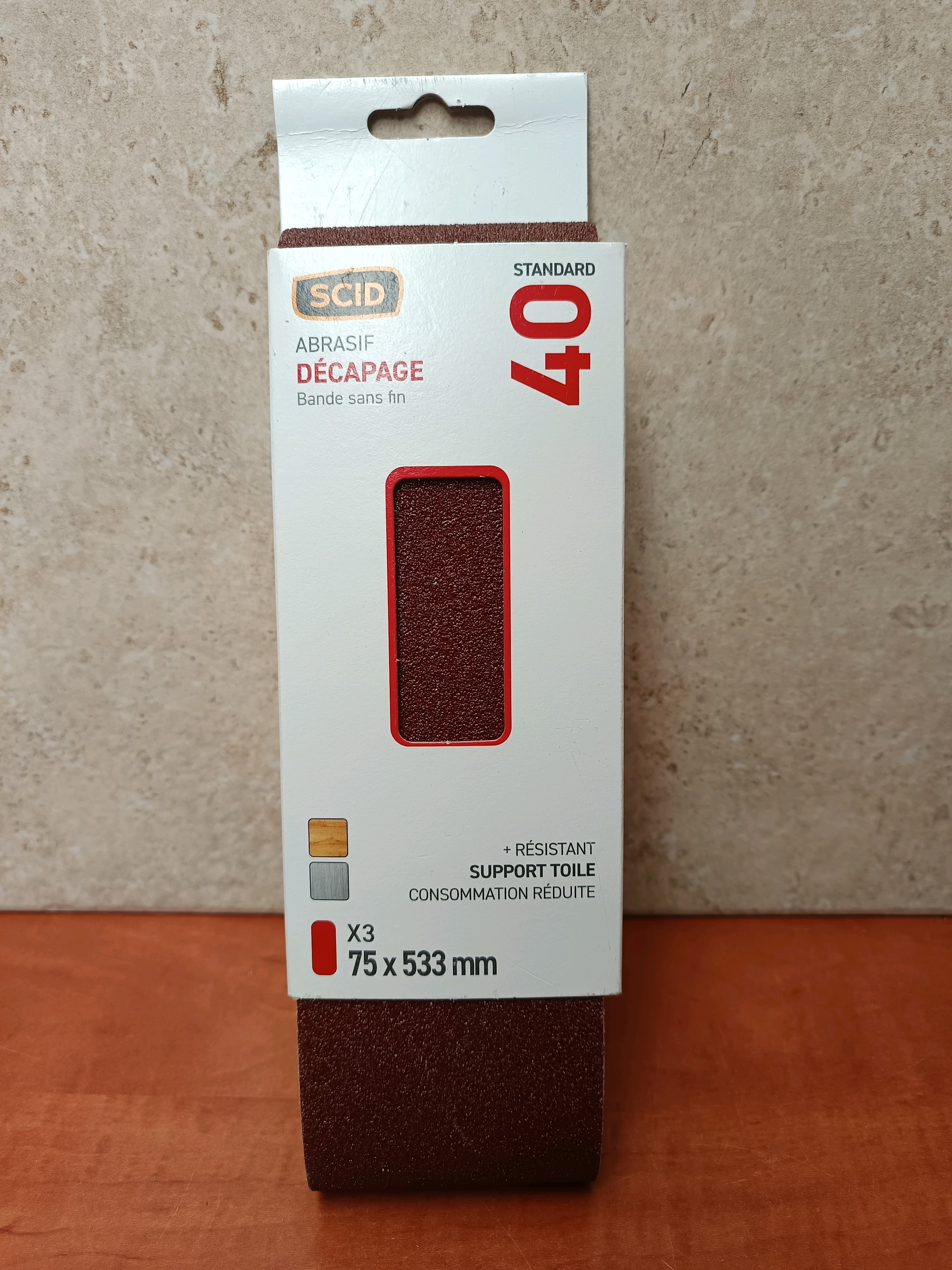 SCID bande abrasive sans fin grain 40, 75 x 533 mm (x3)