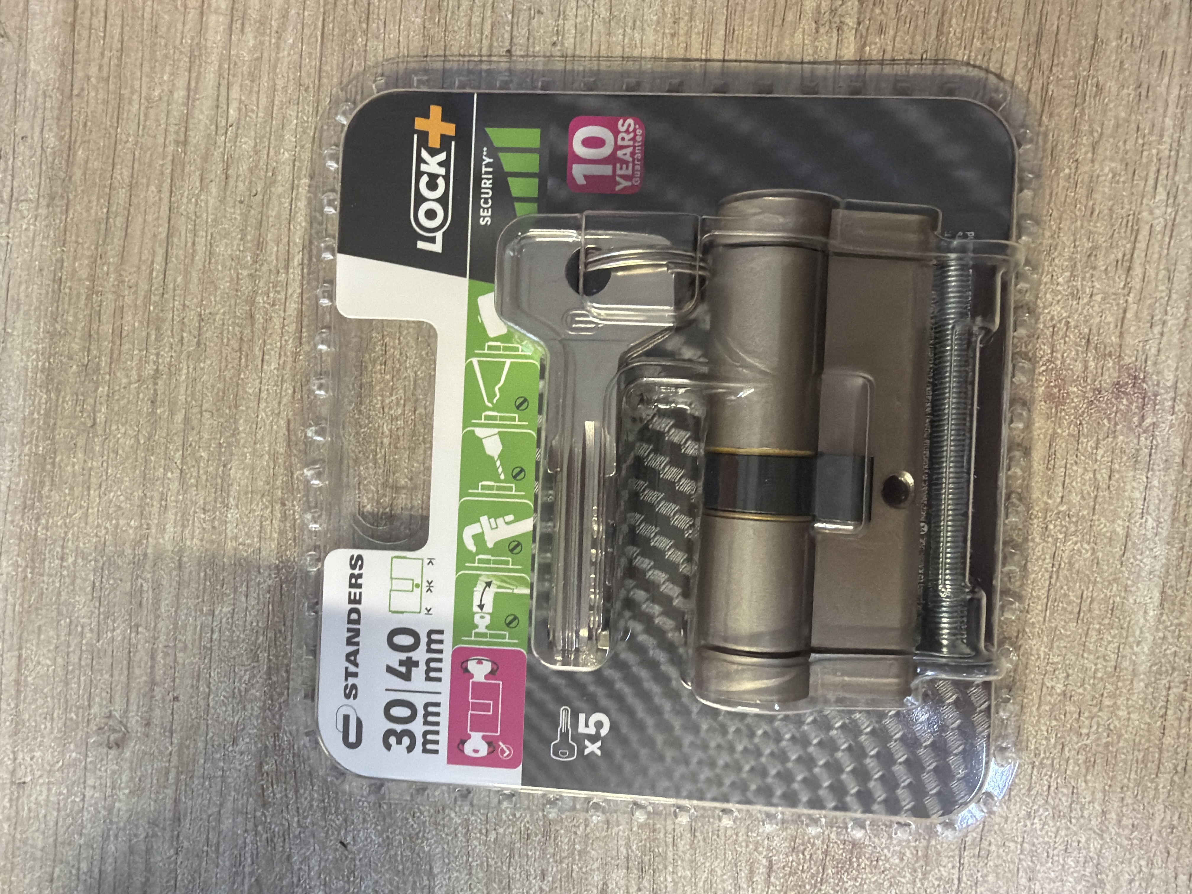 Standers LOCK+ cylindre de serrure 30/40 mm - 5 clés