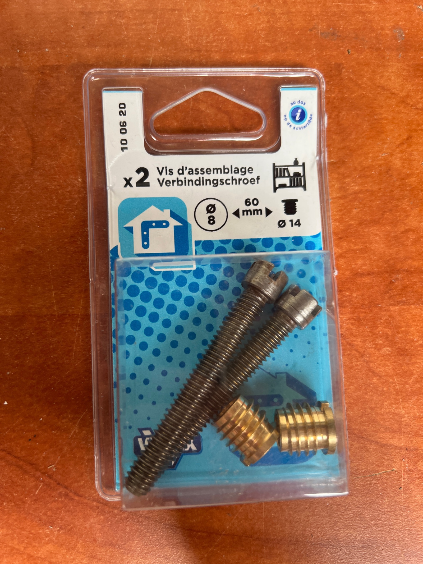 Vis d’assemblage Ø8 x 60 mm avec douilles Ø14
