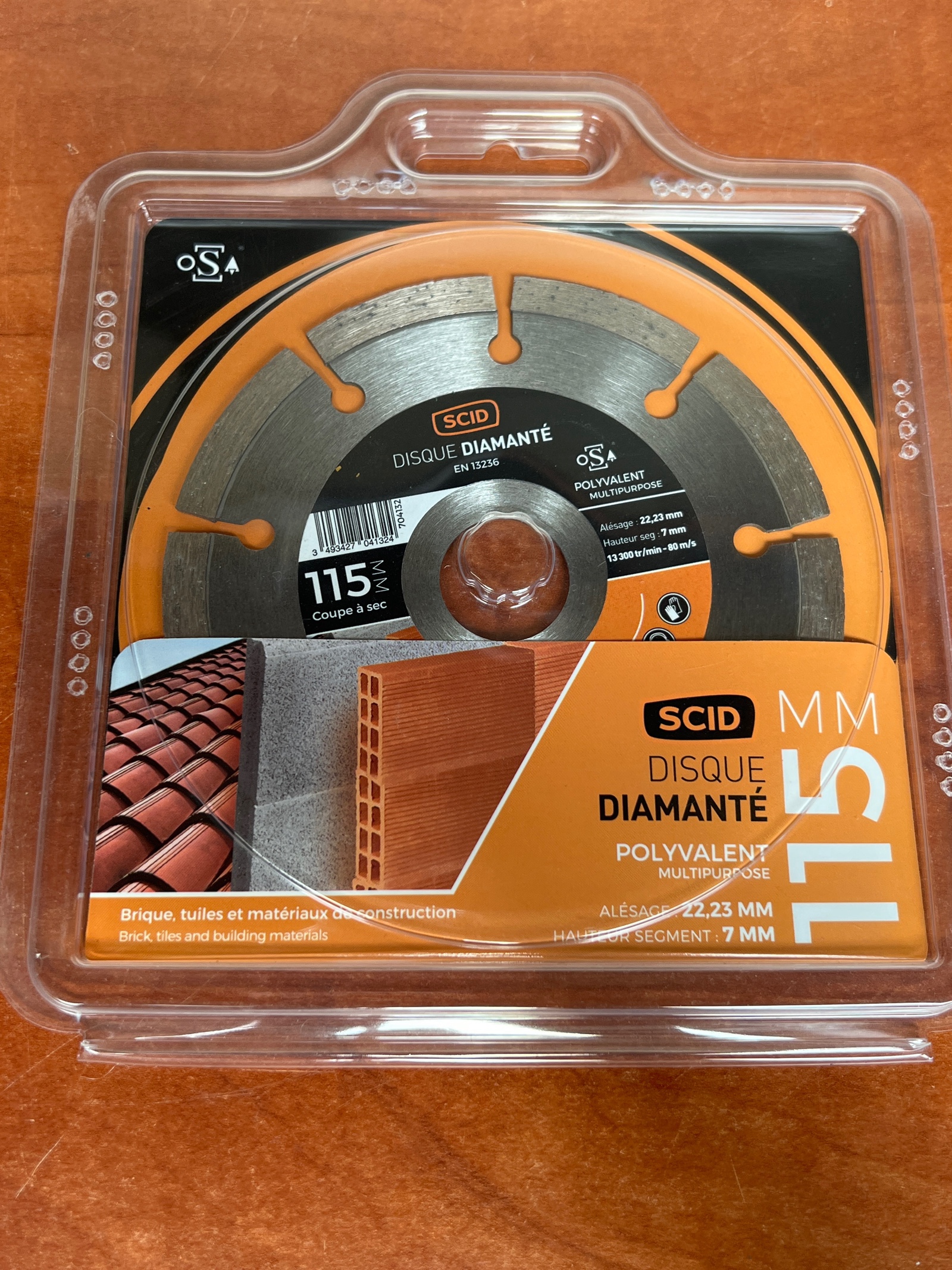 SCID Disque Diamanté 115 mm Polyvalent (alésage 22,23 mm, segment 7 mm)