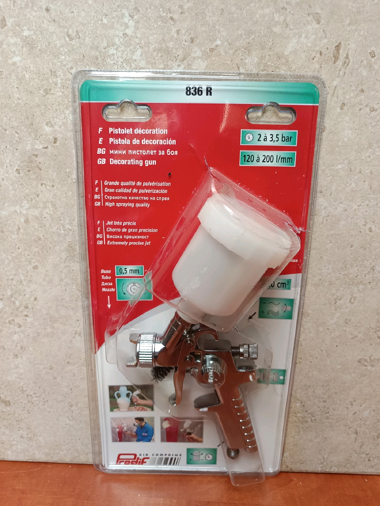 Pistolet de décoration Prodif 836 R - buse 0,5 mm, 2 à 3,5 bar