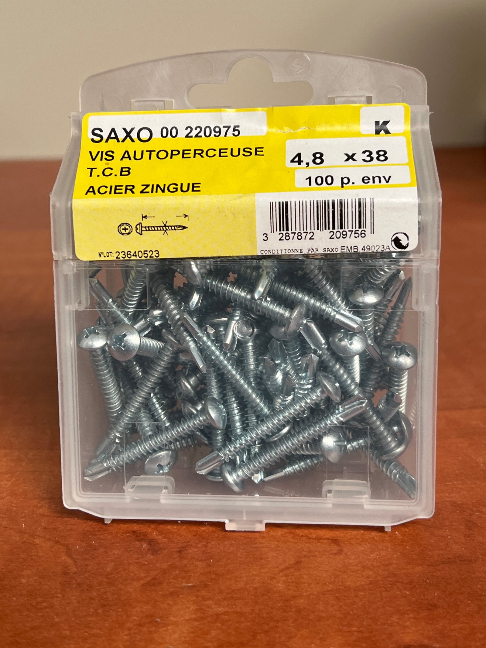 SAXO 00 220975 vis autoperceuse 4,8 x 38 acier zingué