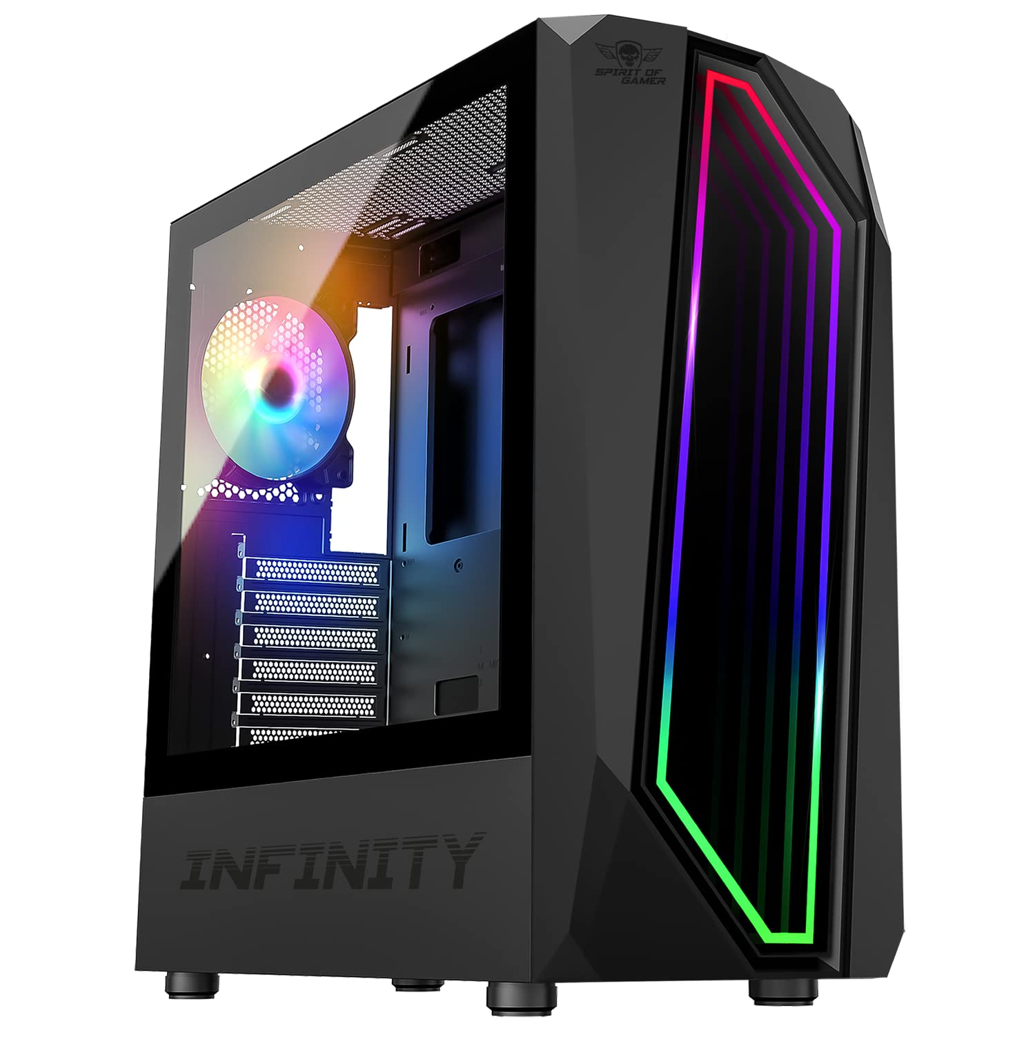 Boitier PC Moyen Tour ATX Spirit of Gamer Infinity RGB avec panneaux vitrés - Noir