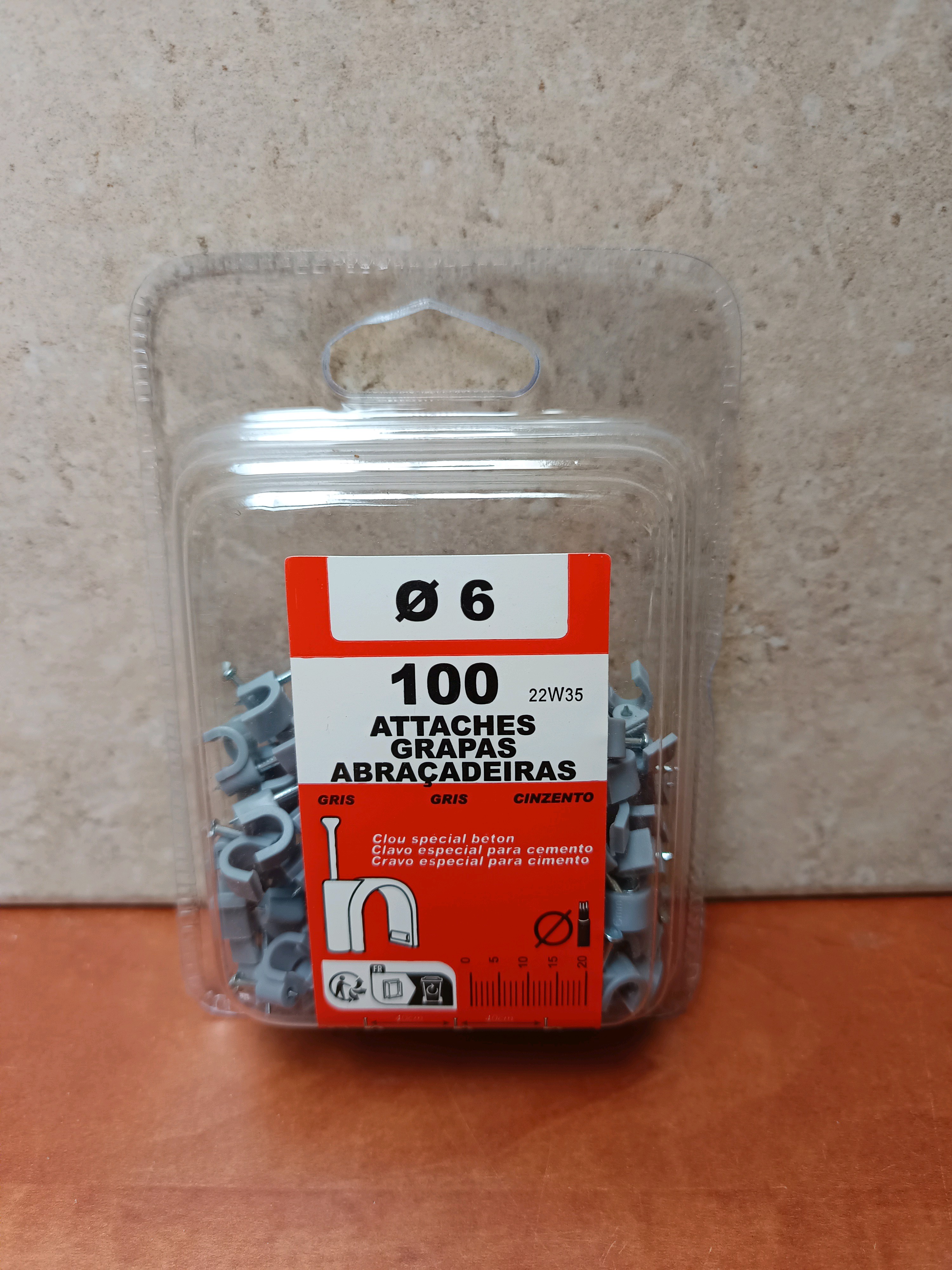 Attaches de câble Ø6 mm, 100 pièces, gris