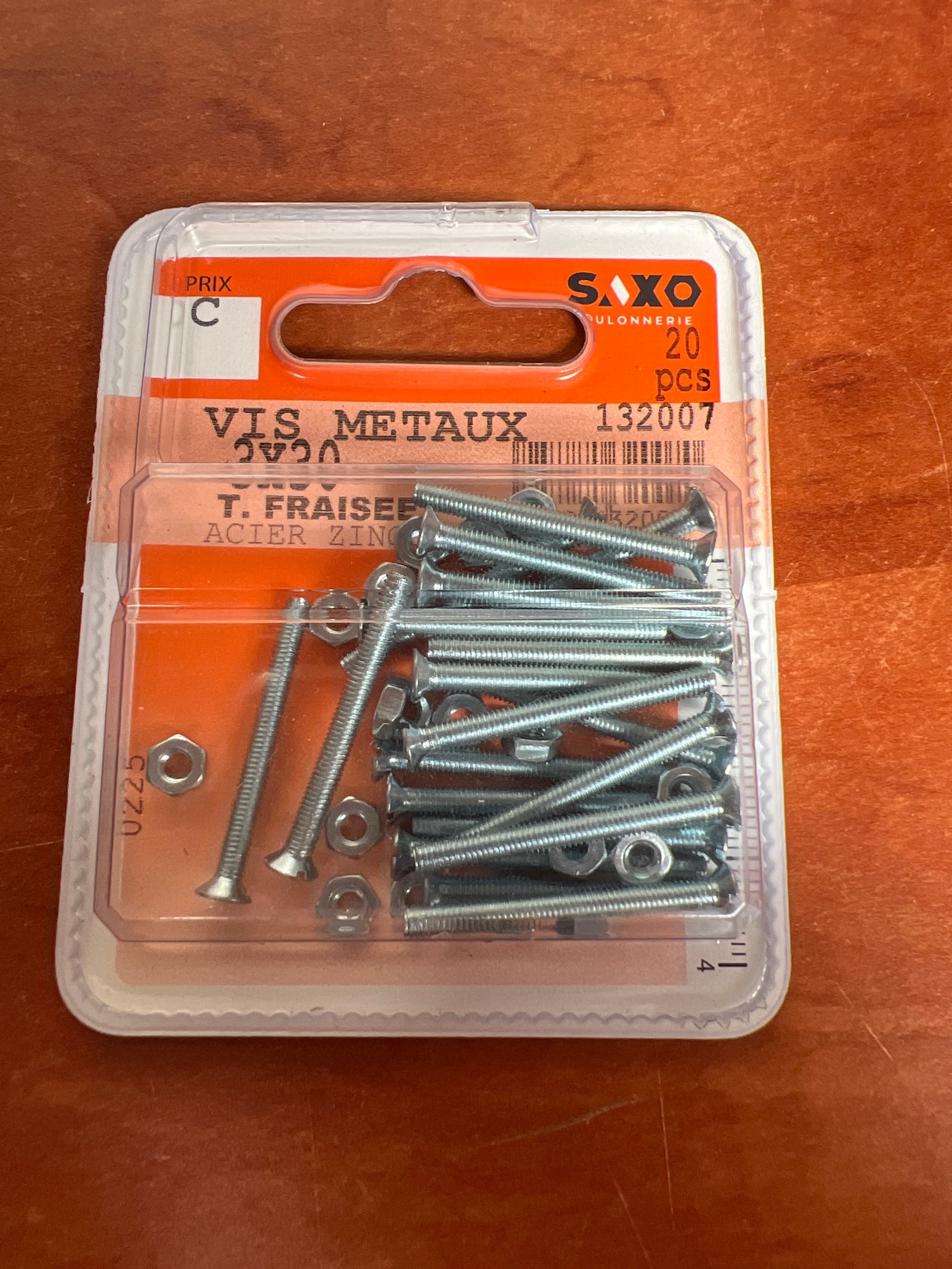 SAXO vis métaux tête fraisée en acier zingué (boîte de 20)