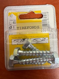 Tirefonds acier zingué Ø8 x 40 mm