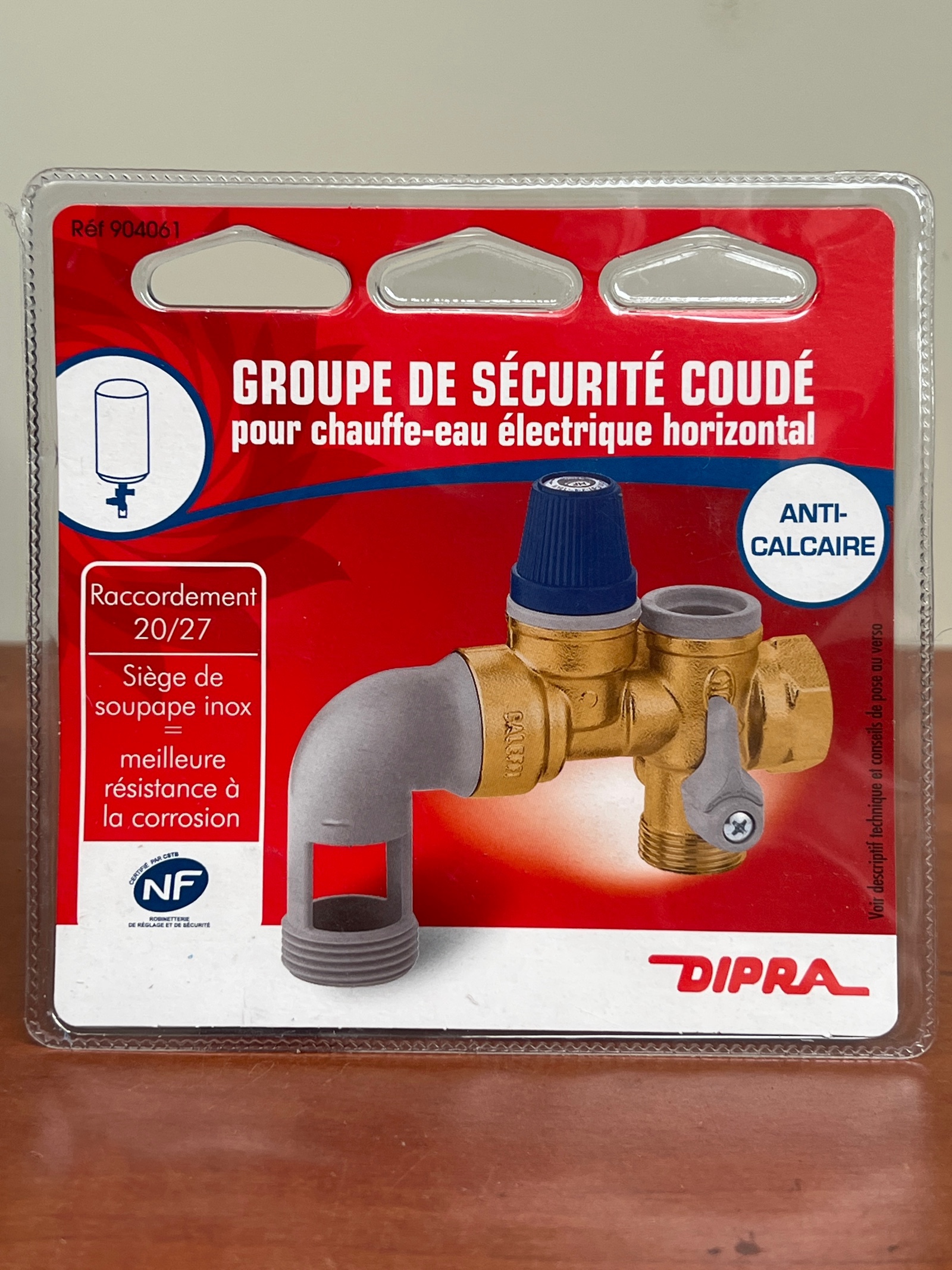 DIPRA Groupe de sécurité coudé 20/27 pour chauffe-eau électrique horizontal
