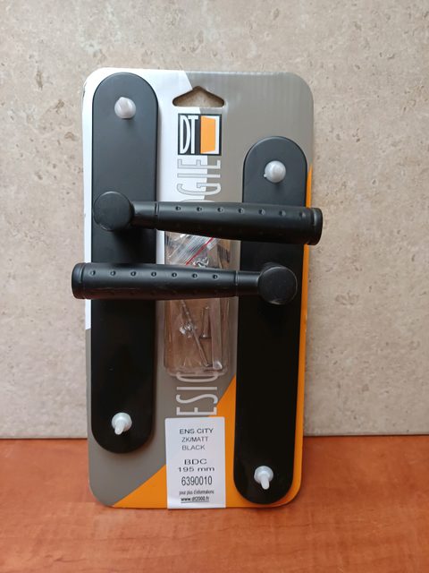 Poignée de porte DT 2000 CITY noir mat sans trou 195 mm