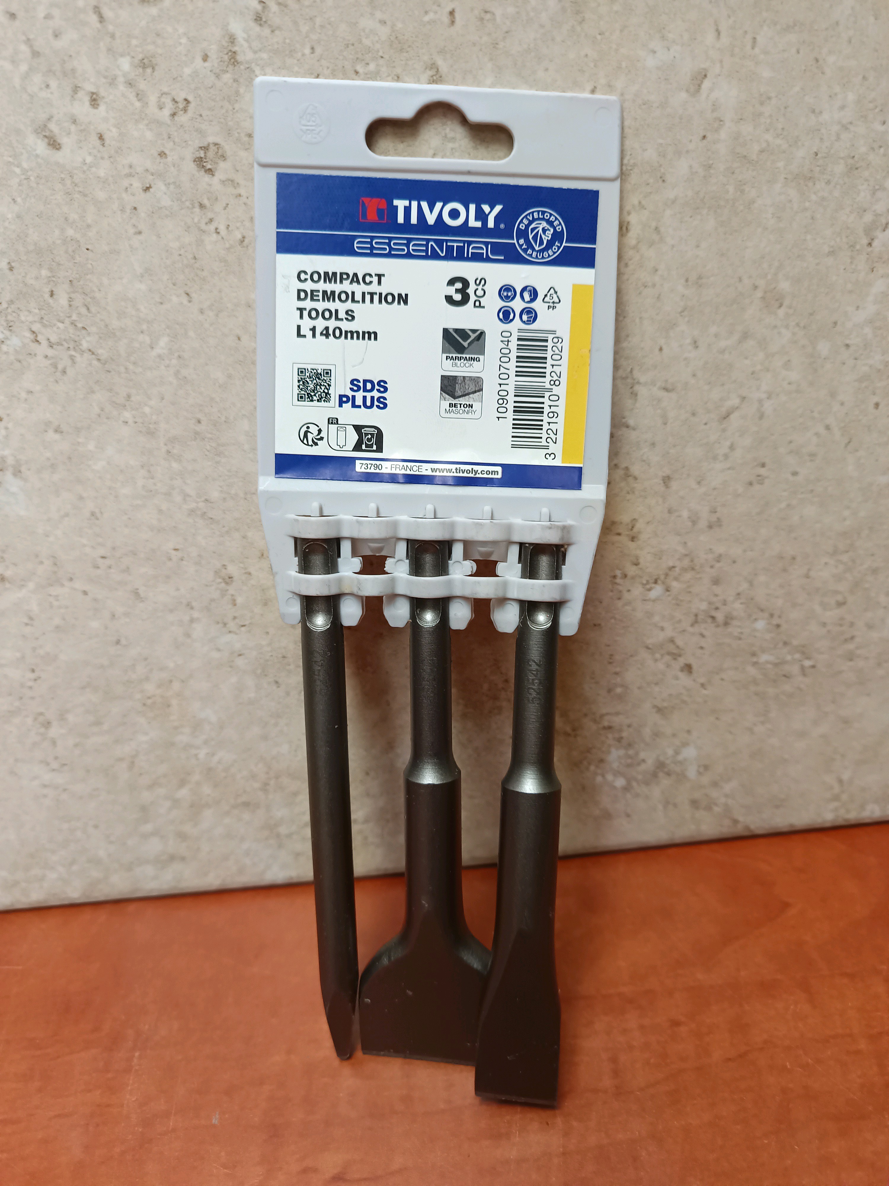 Tivoly Essential Compact Demolition Tools SDS Plus L140 mm (jeu de 3 burins)