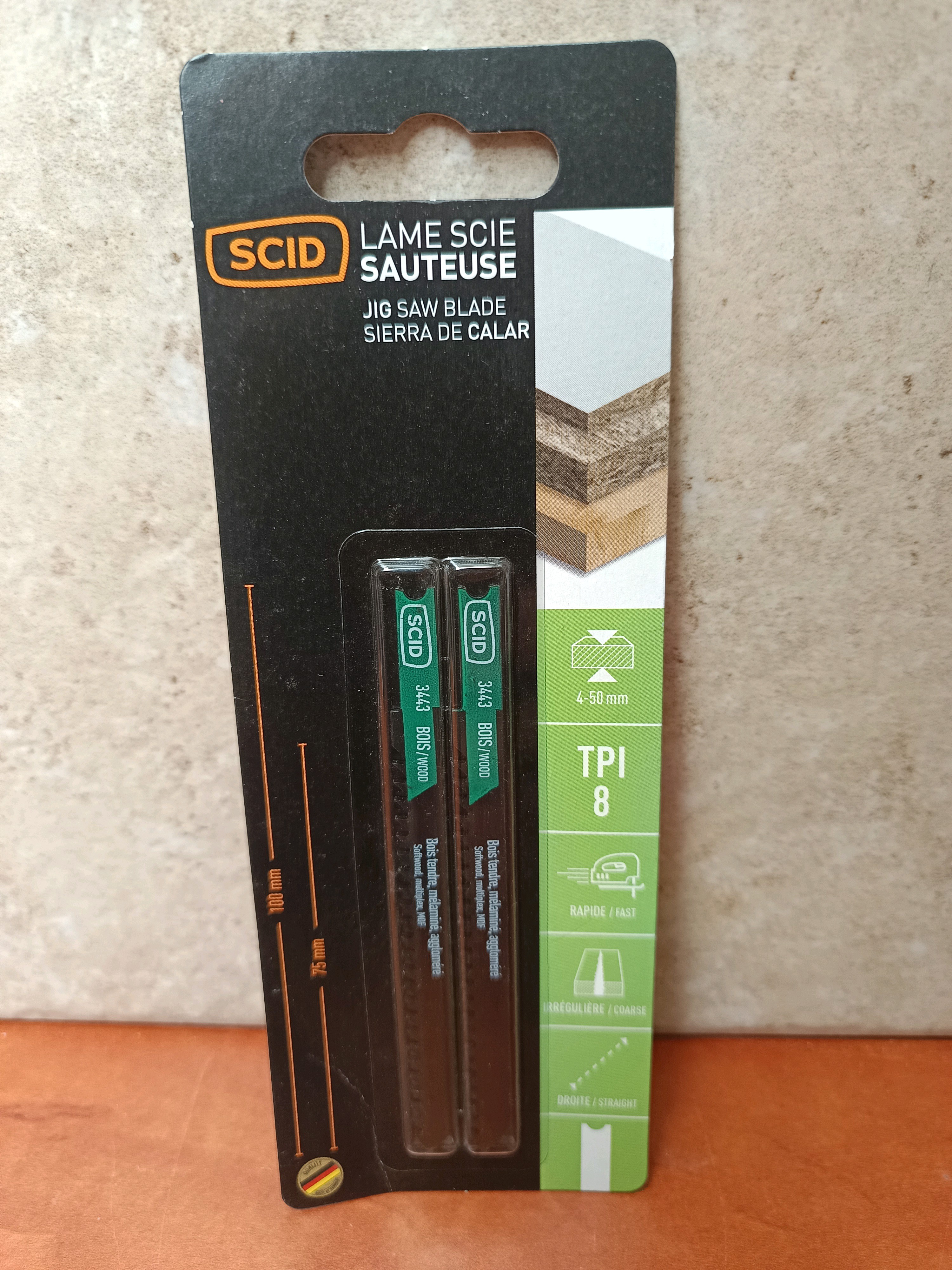 SCID lame pour scie sauteuse TPI 8 (4–55 mm)