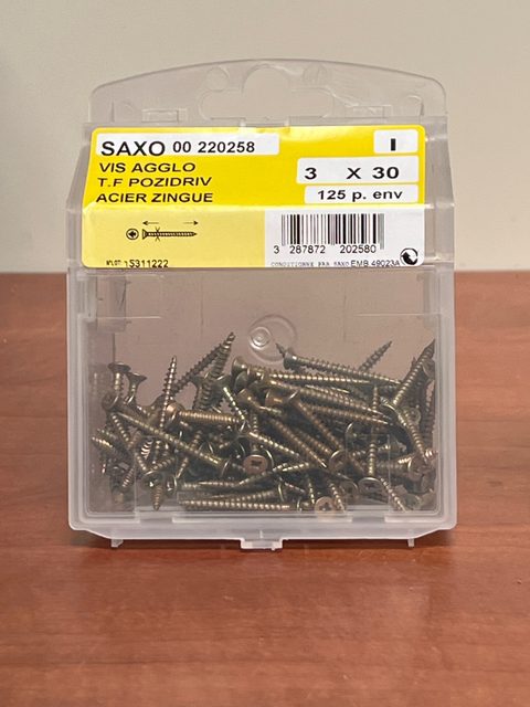 SAXO Vis Agglo Tête Fraisée Pozidriv 3x30 Acier Zingué (réf. 00 220258)
