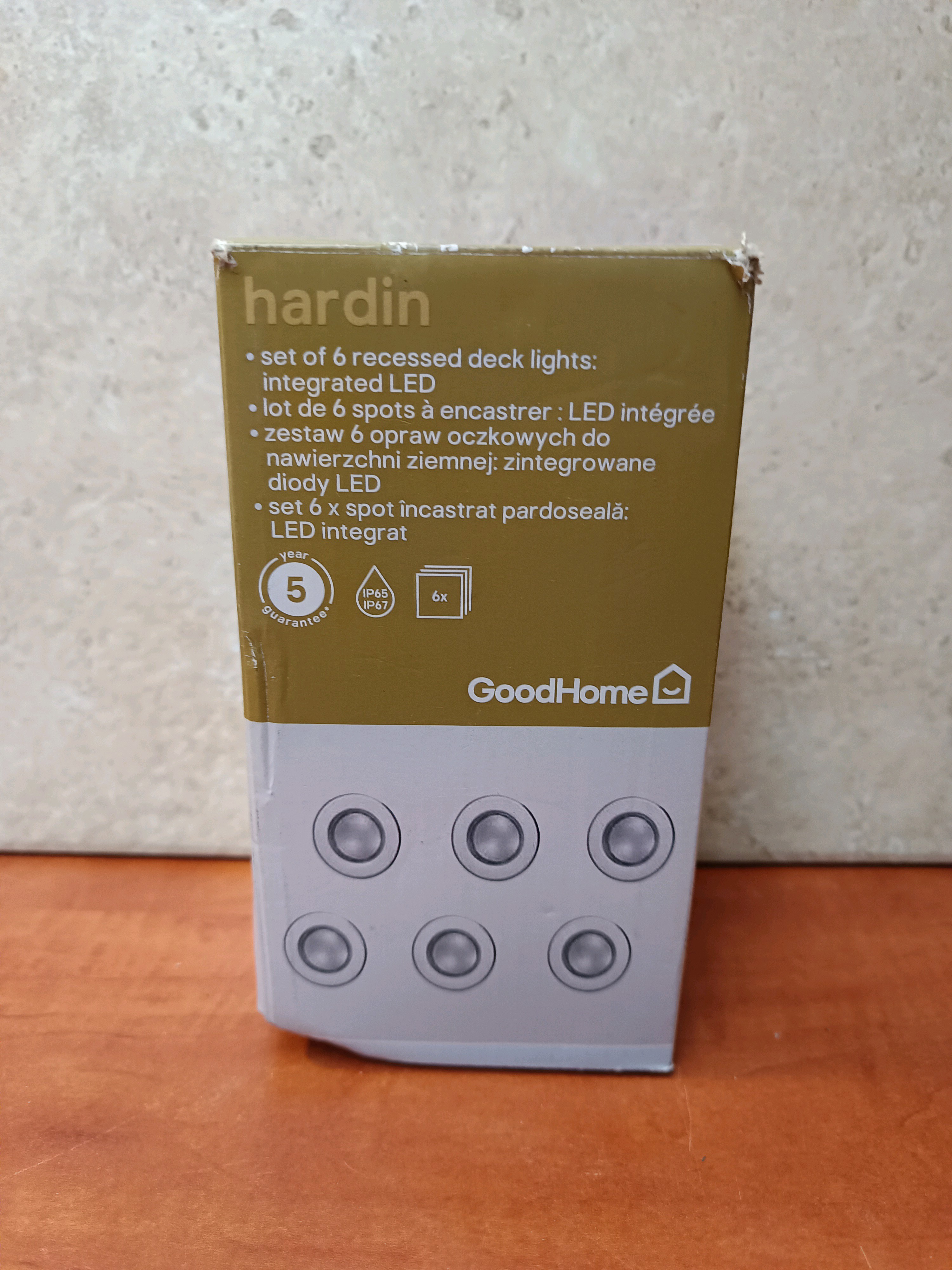 GoodHome Hardin – Lot de 6 spots encastrés de terrasse LED intégrée, IP65/IP67