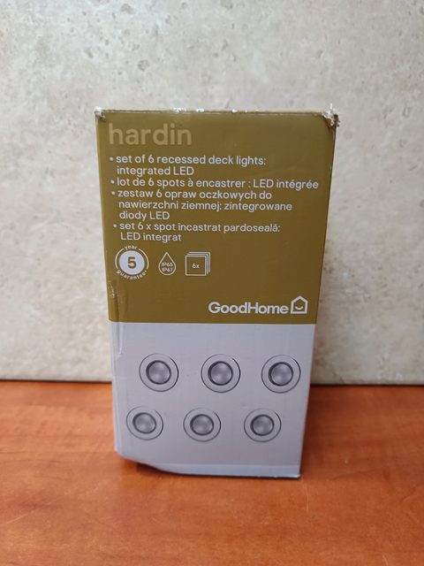 GoodHome Hardin – Lot de 6 spots encastrés de terrasse LED intégrée, IP65/IP67