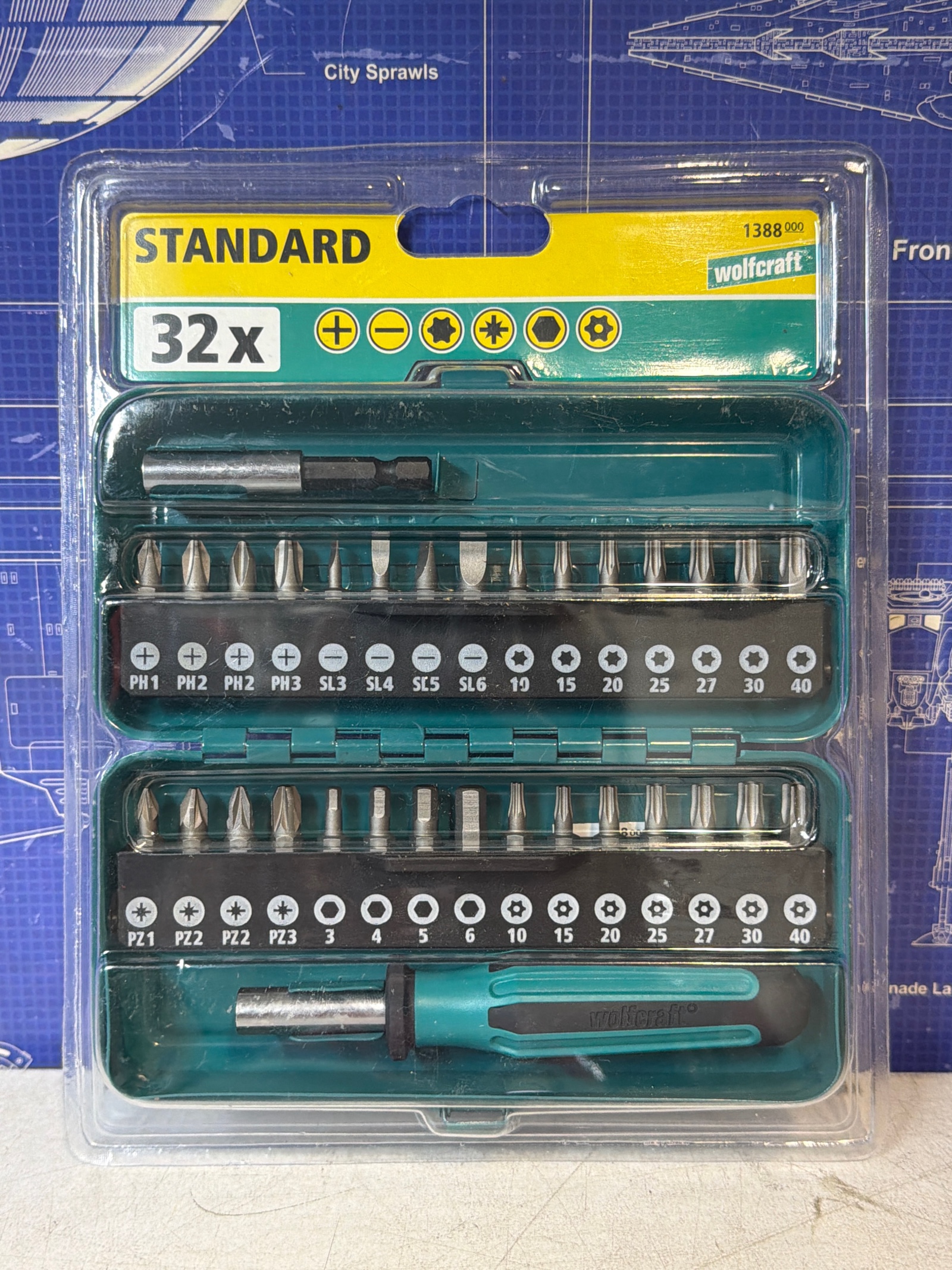 Wolfcraft Standard 32x coffret d'embouts de vissage (32 pièces)
