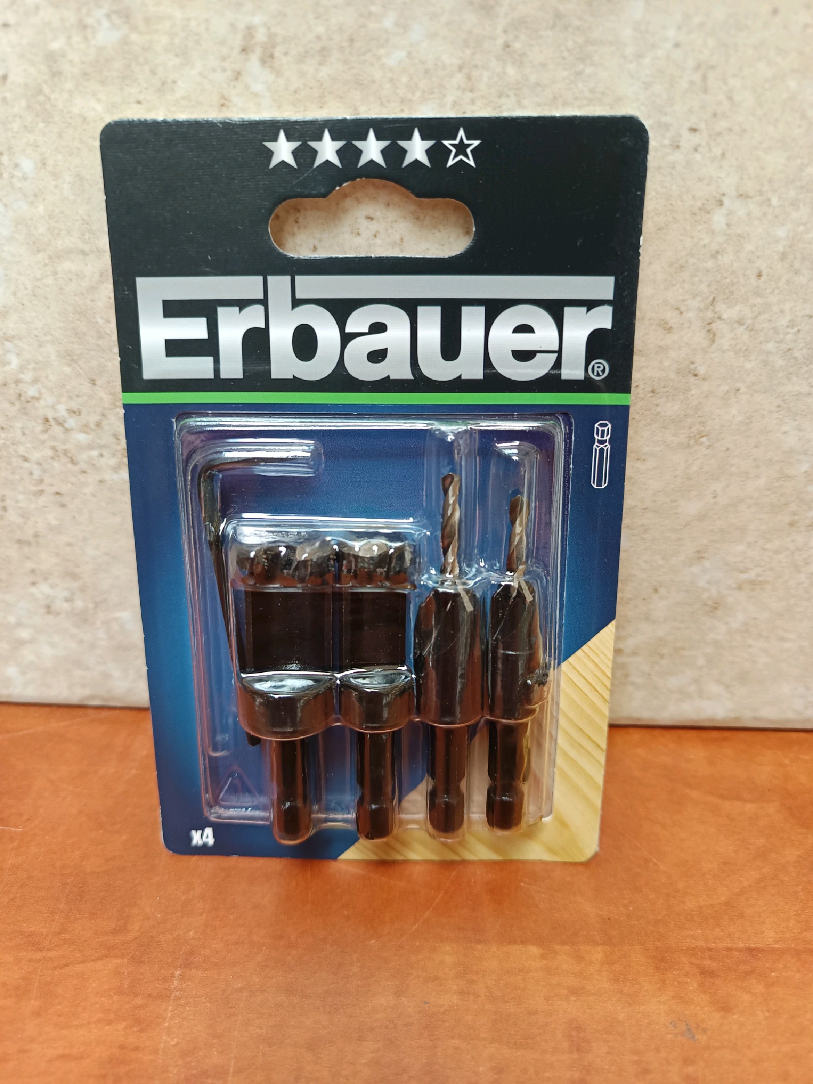 Erbauer set coupe-bouchons et fraises à noyer 9,5/12,7 mm (x4)