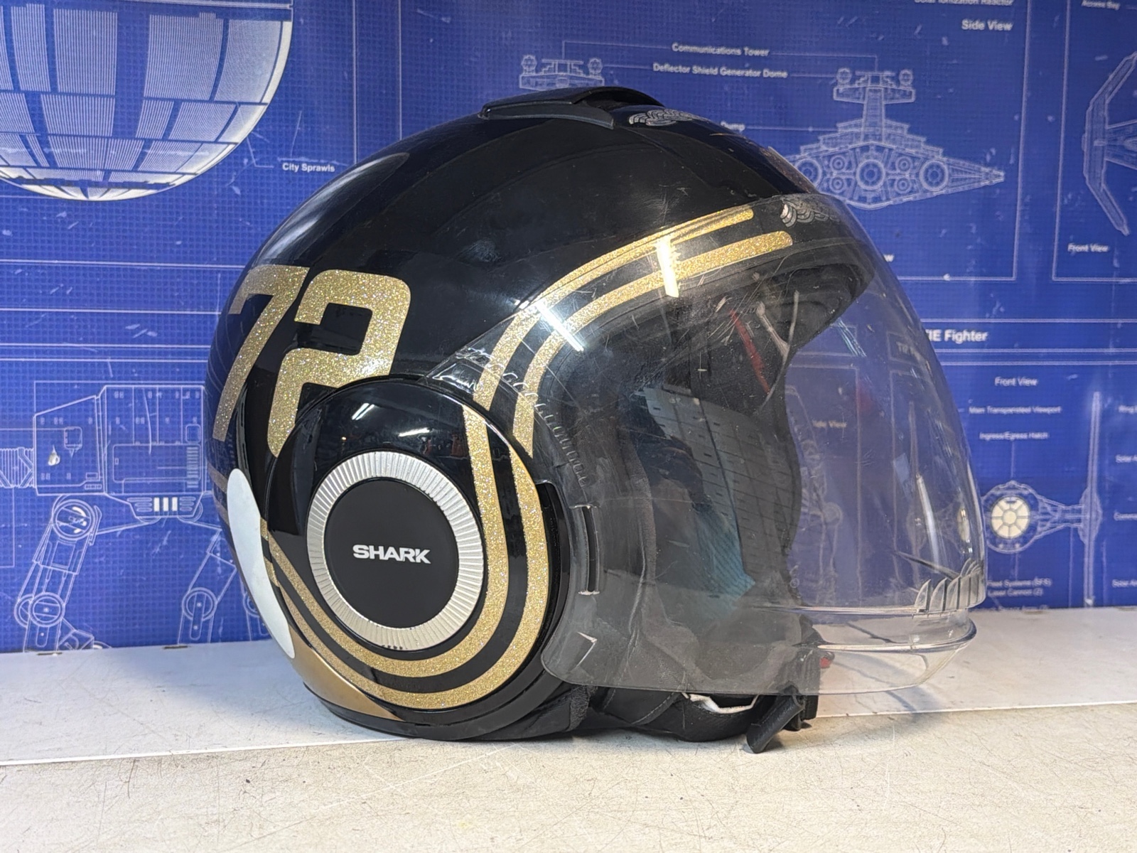 Casque jet SHARK '72' noir et or Taille XS