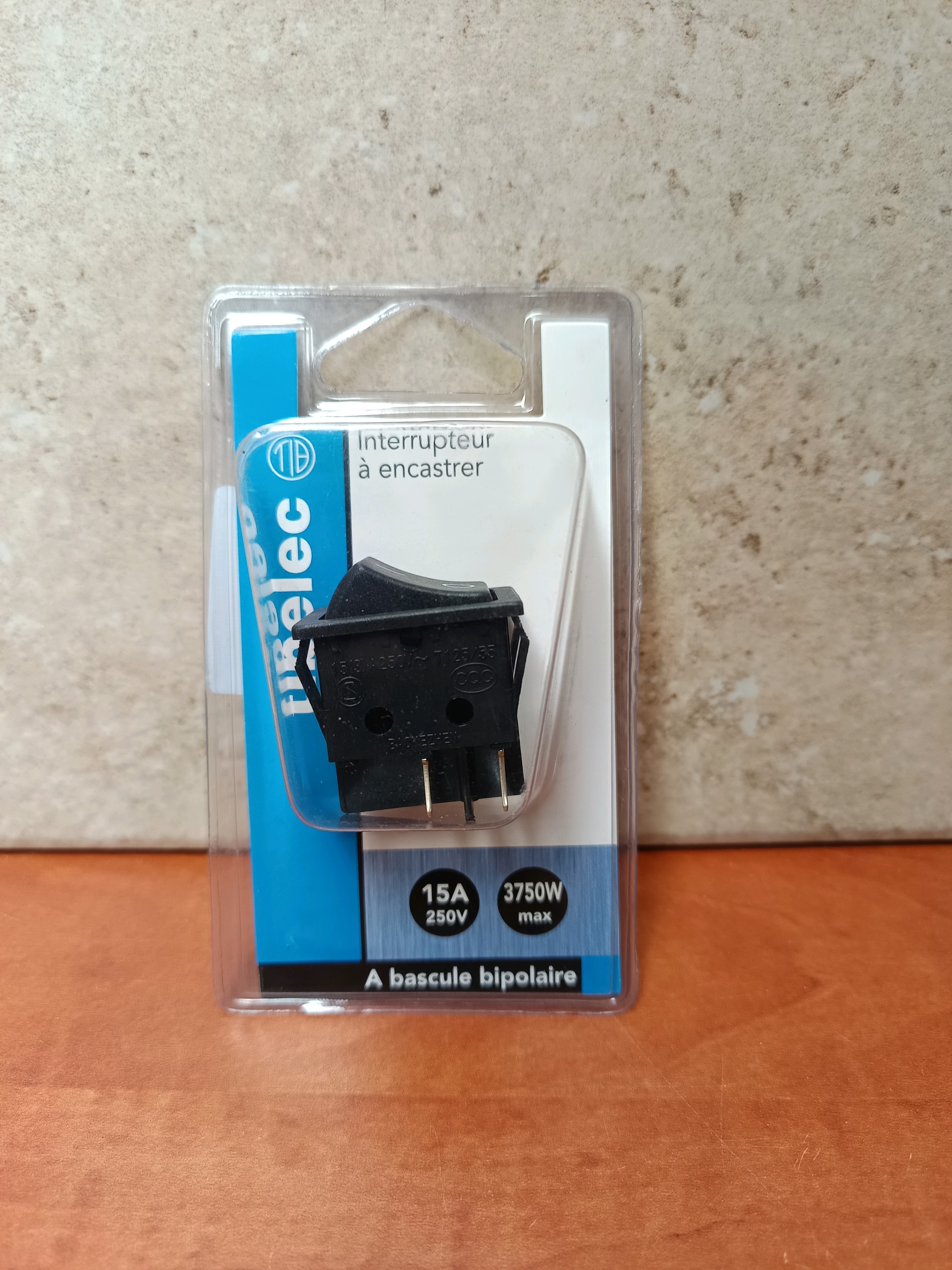 Tbelec Interrupteur à encastrer à bascule bipolaire 15A 250V 3750W max