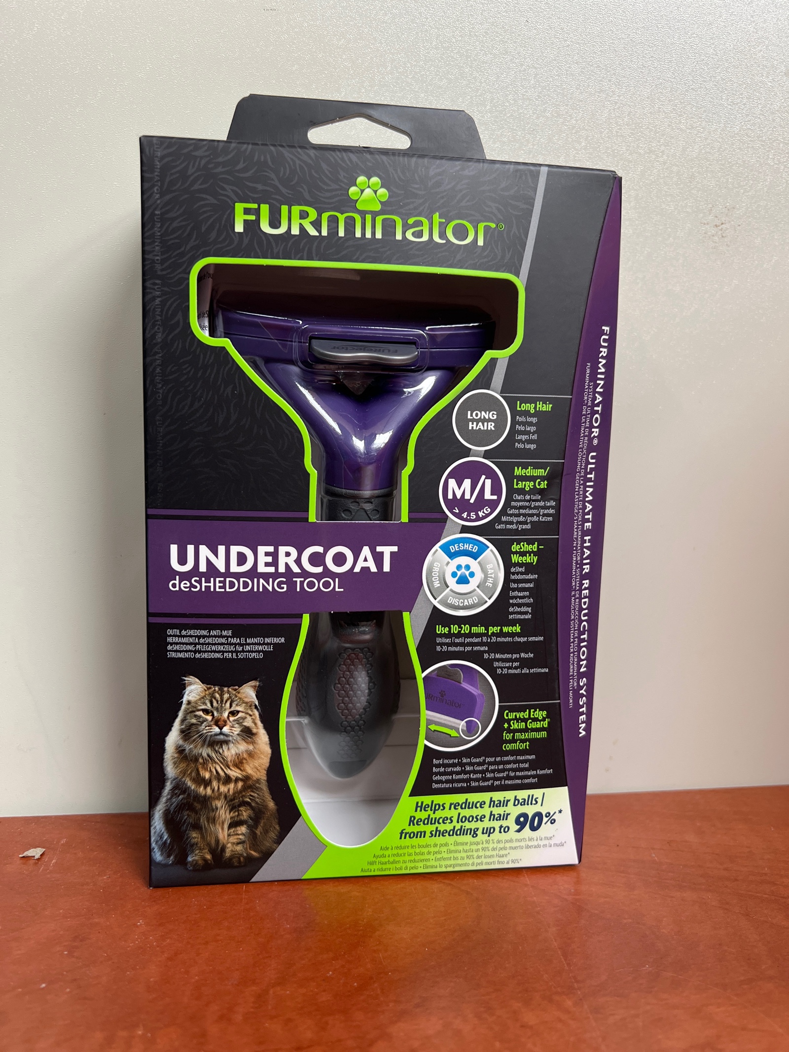FURminator Undercoat deShedding Tool pour chat, poils longs (M/L)