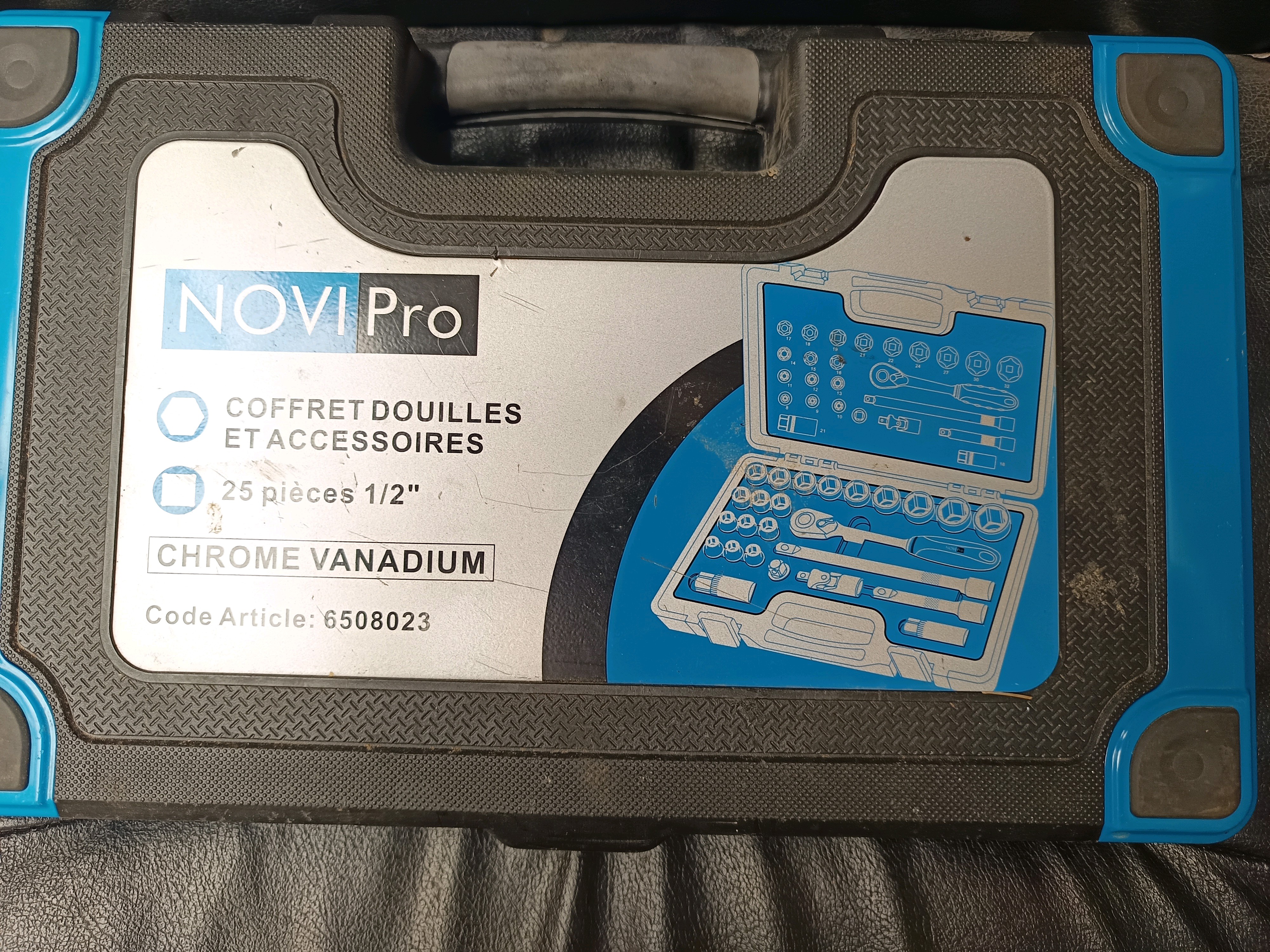 NOVI Pro coffret douilles et accessoires 25 pièces 1/2 en chrome vanadium