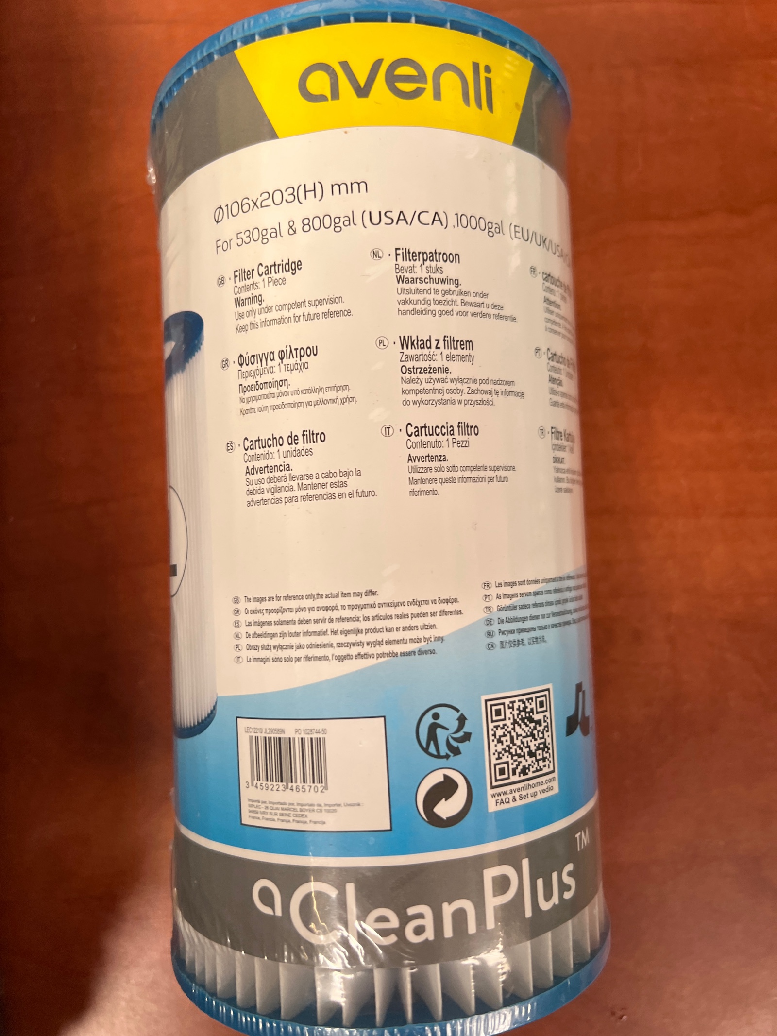 Cartouche de filtre Avenli aCleanPlus Ø106 x 203 mm