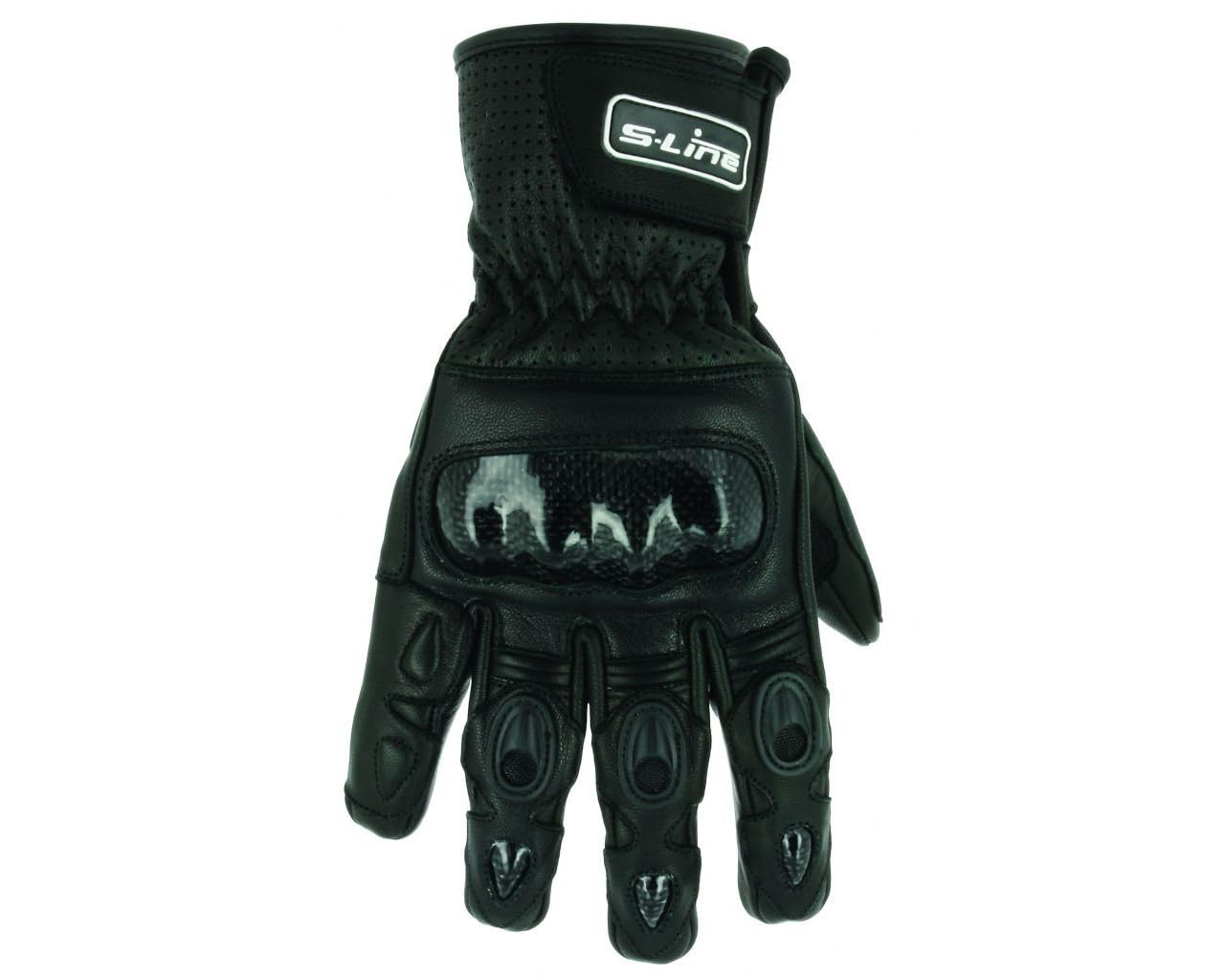 S-Line - Gants Eté cuir ventillé Avec Coque Carbone - Noir - Homologués CE-1KP - Taille X