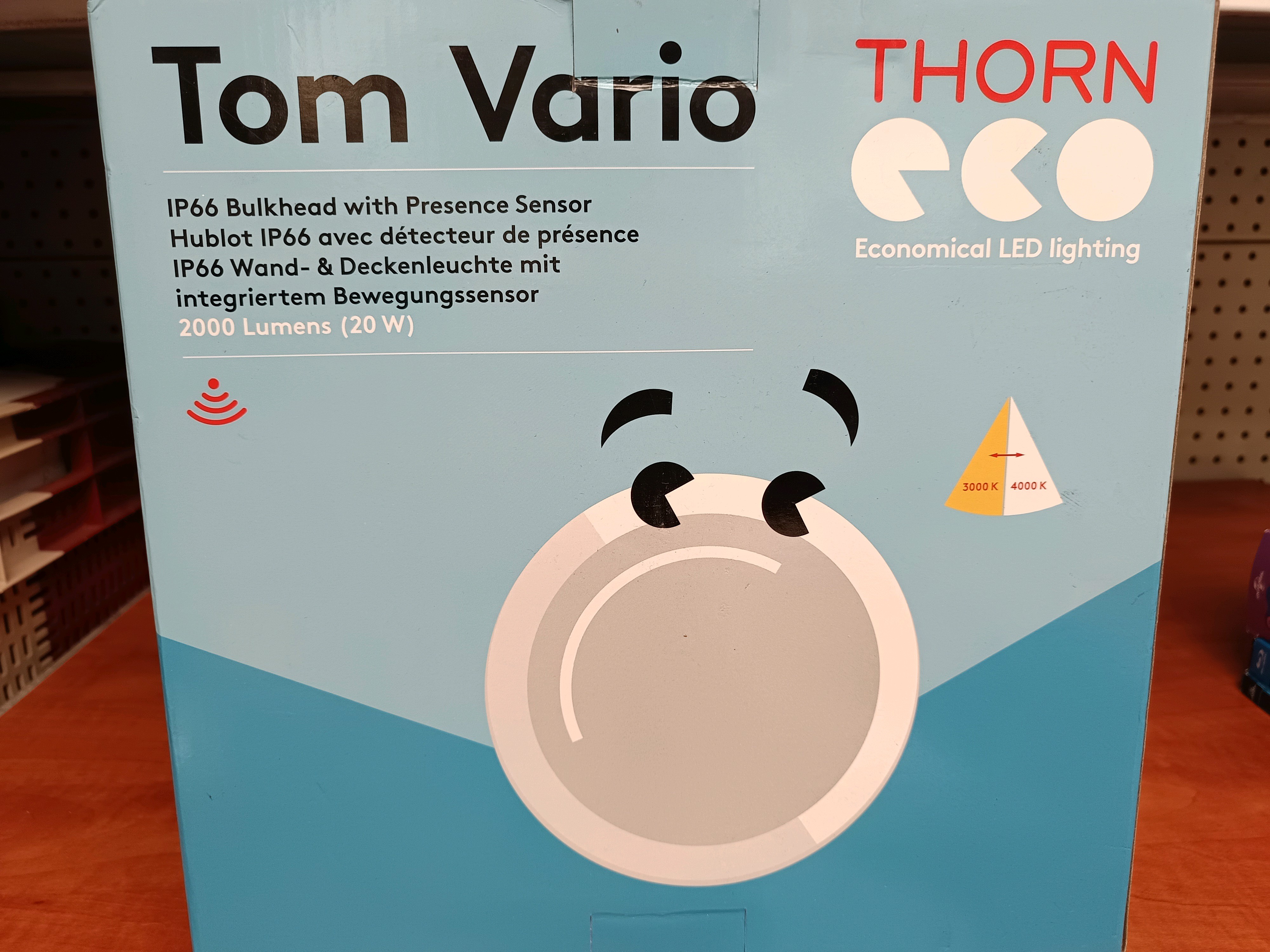 THORN eco Tom Vario – Hublot LED IP66 avec détecteur de présence, 2000 lm (20 W)