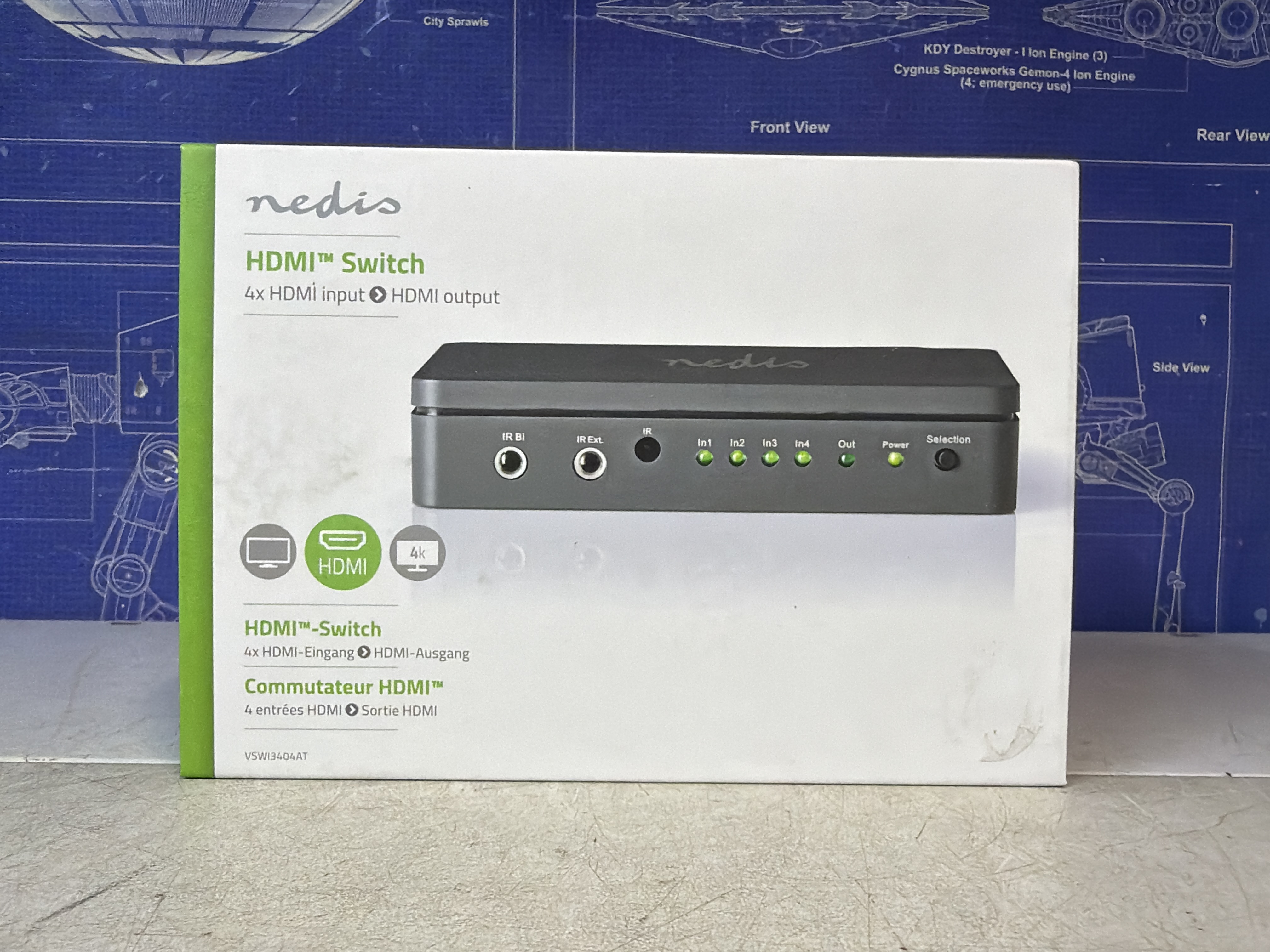 Nedis VSWI3404AT switch HDMI 4 entrées vers 1 sortie 4K