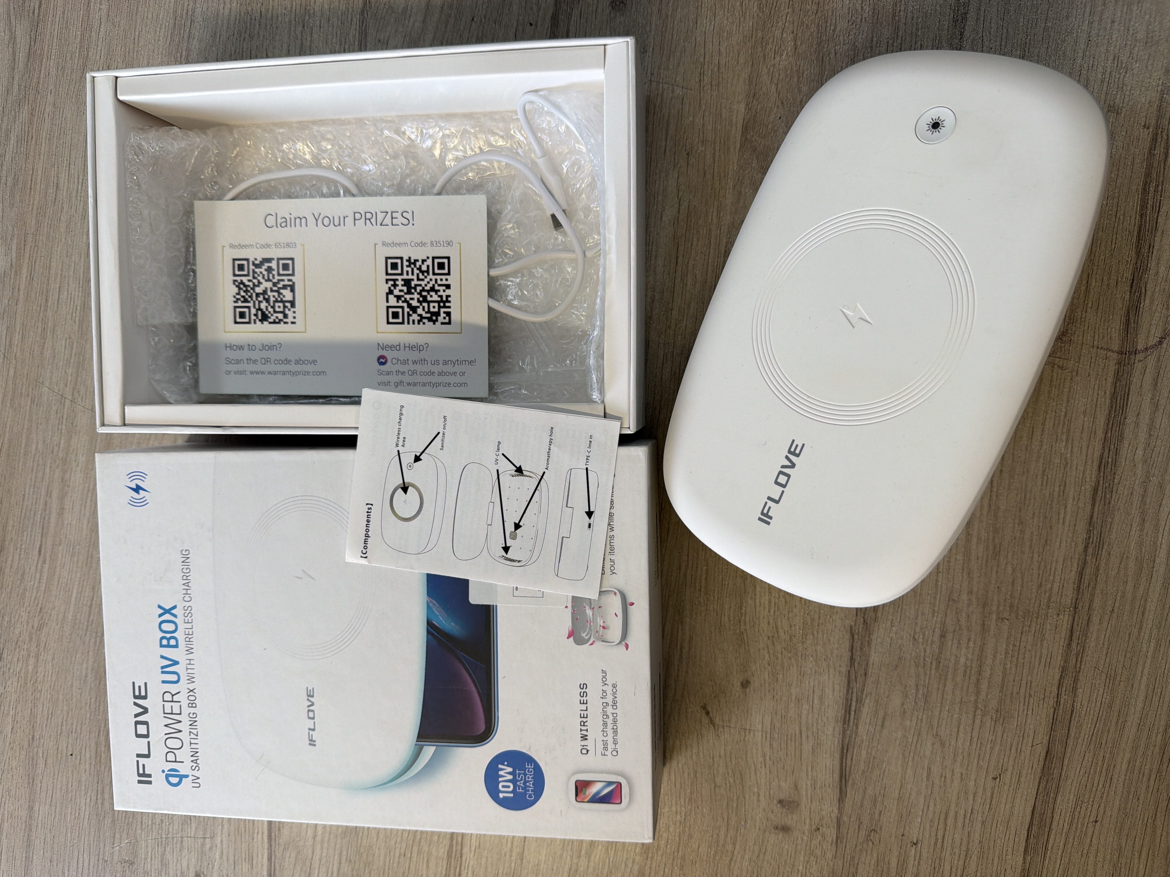 Boîtier de stérilisation UV-C iFLOVE avec chargeur sans fil Qi 10W